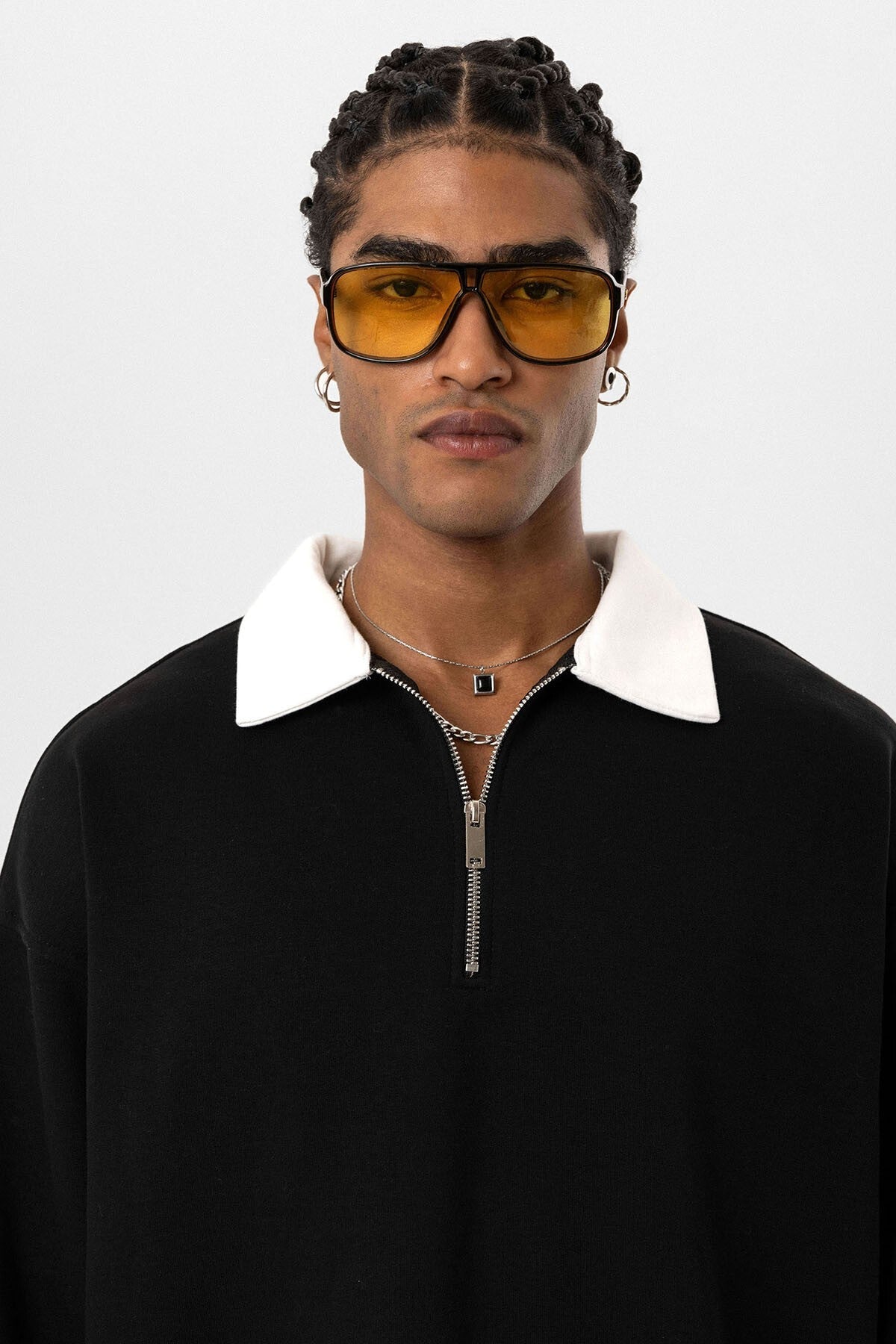 Basic Polo Yaka Fermuar Detaylı Sweatshirt