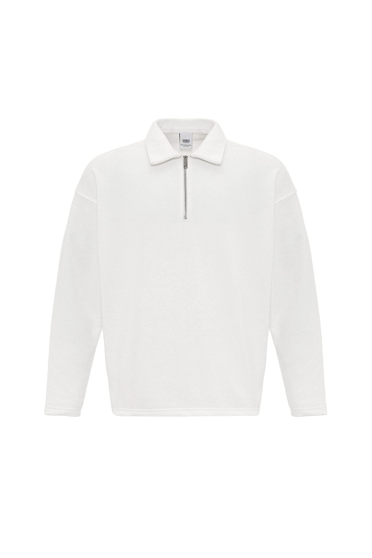 Basic Polo Yaka Fermuar Detaylı Sweatshirt