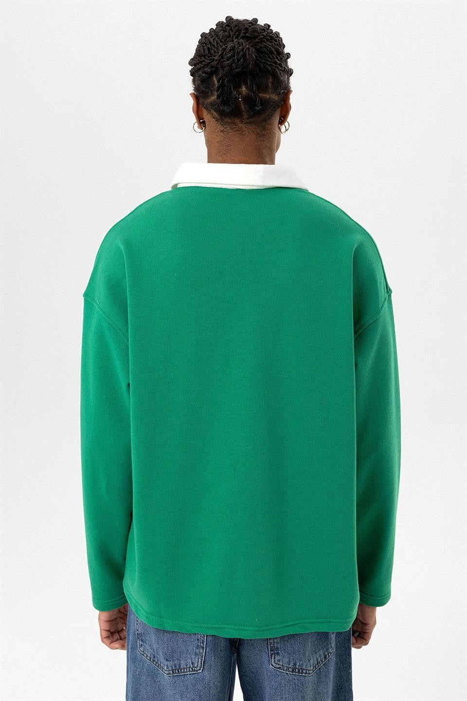 Basic Polo Yaka Fermuar Detaylı Sweatshirt