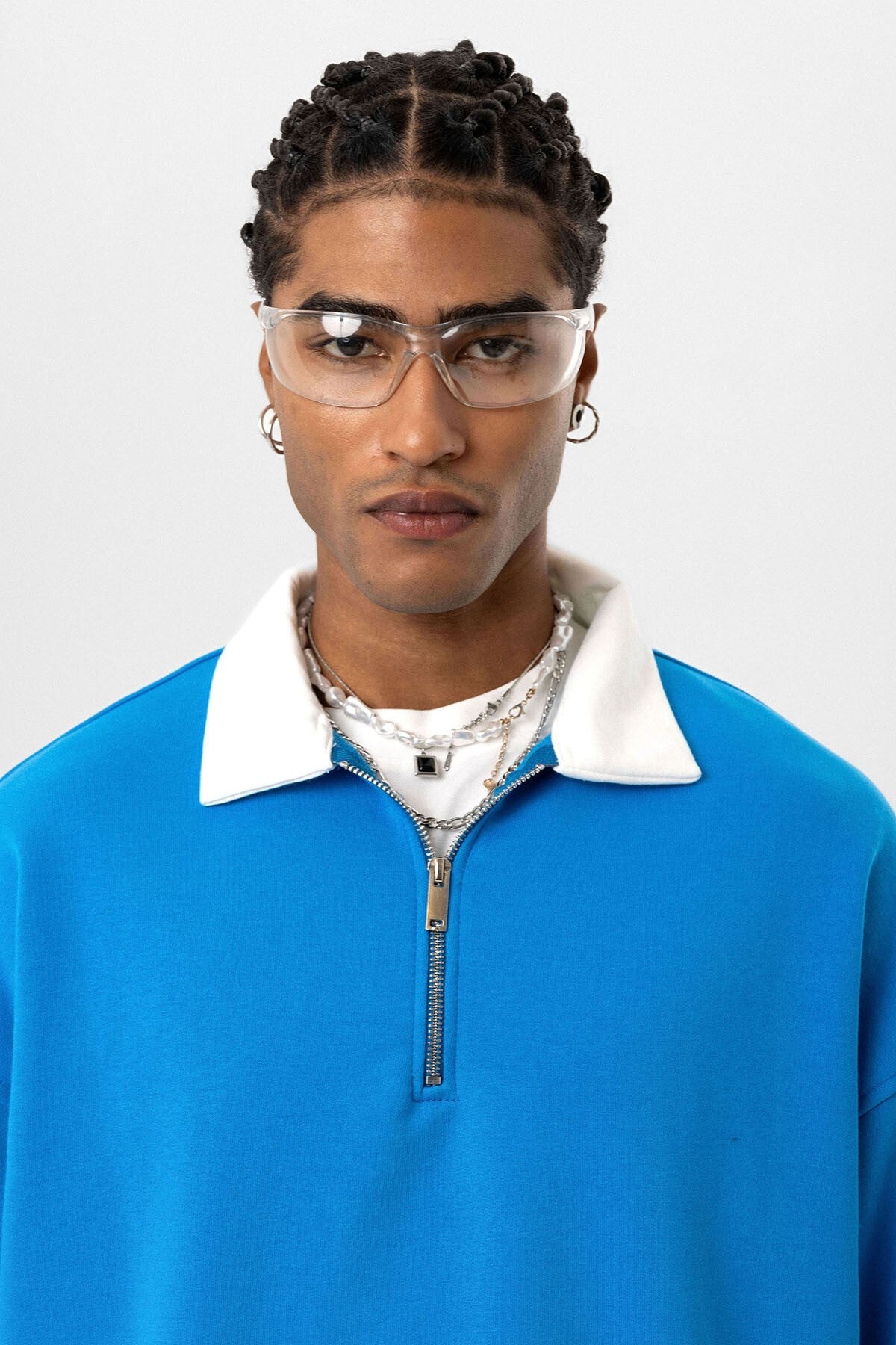 Basic Polo Yaka Fermuar Detaylı Sweatshirt