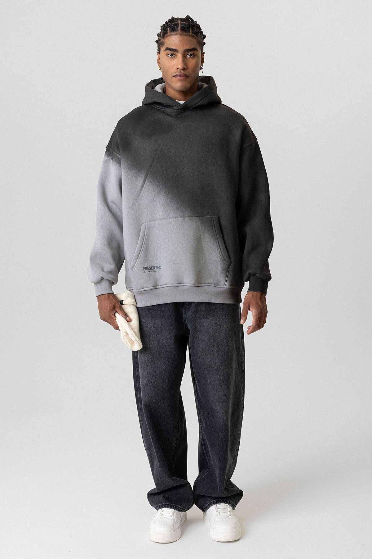 Renk Geçişli Oversize Kapüşonlu Sweatshirt