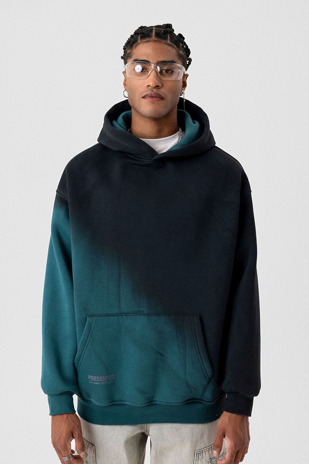 Renk Geçişli Oversize Kapüşonlu Sweatshirt
