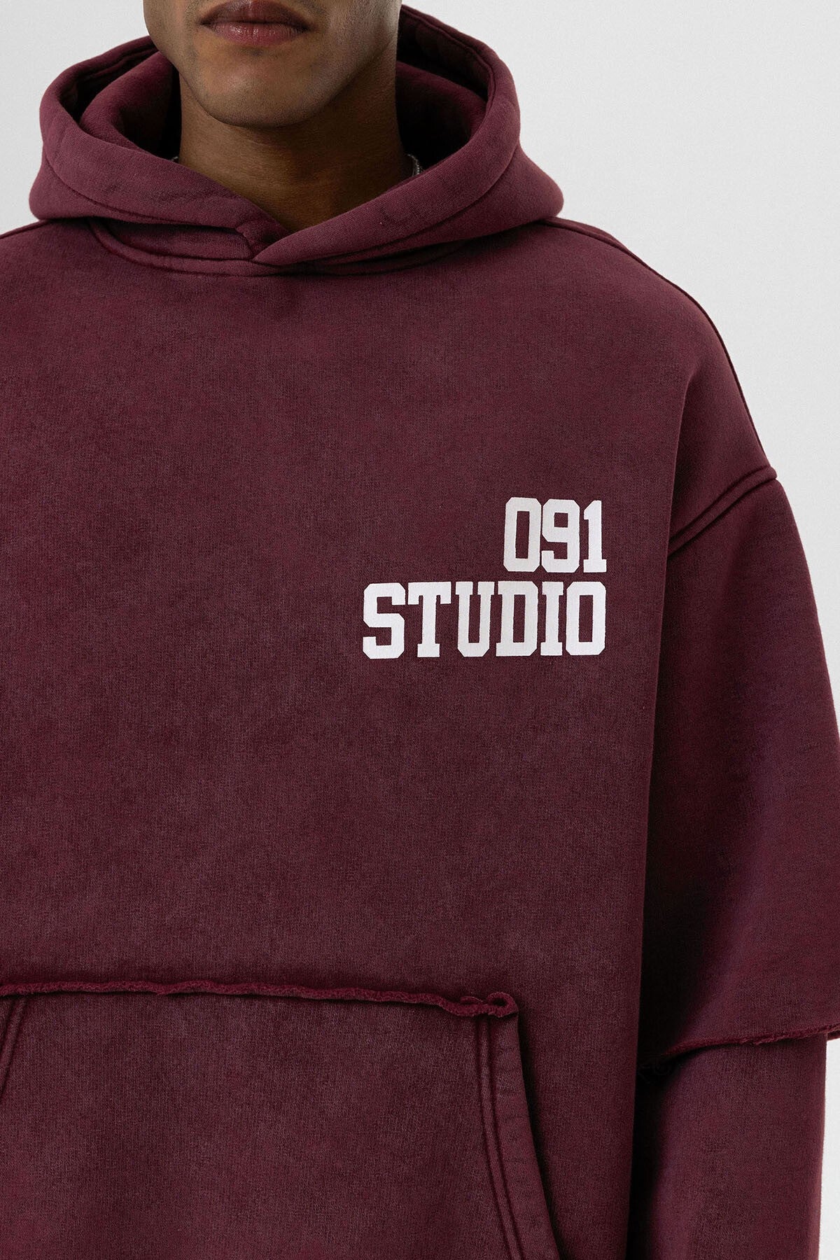 Yıkamalı Çift Kol Detaylı Kapüşonlu Oversize Sweatshirt