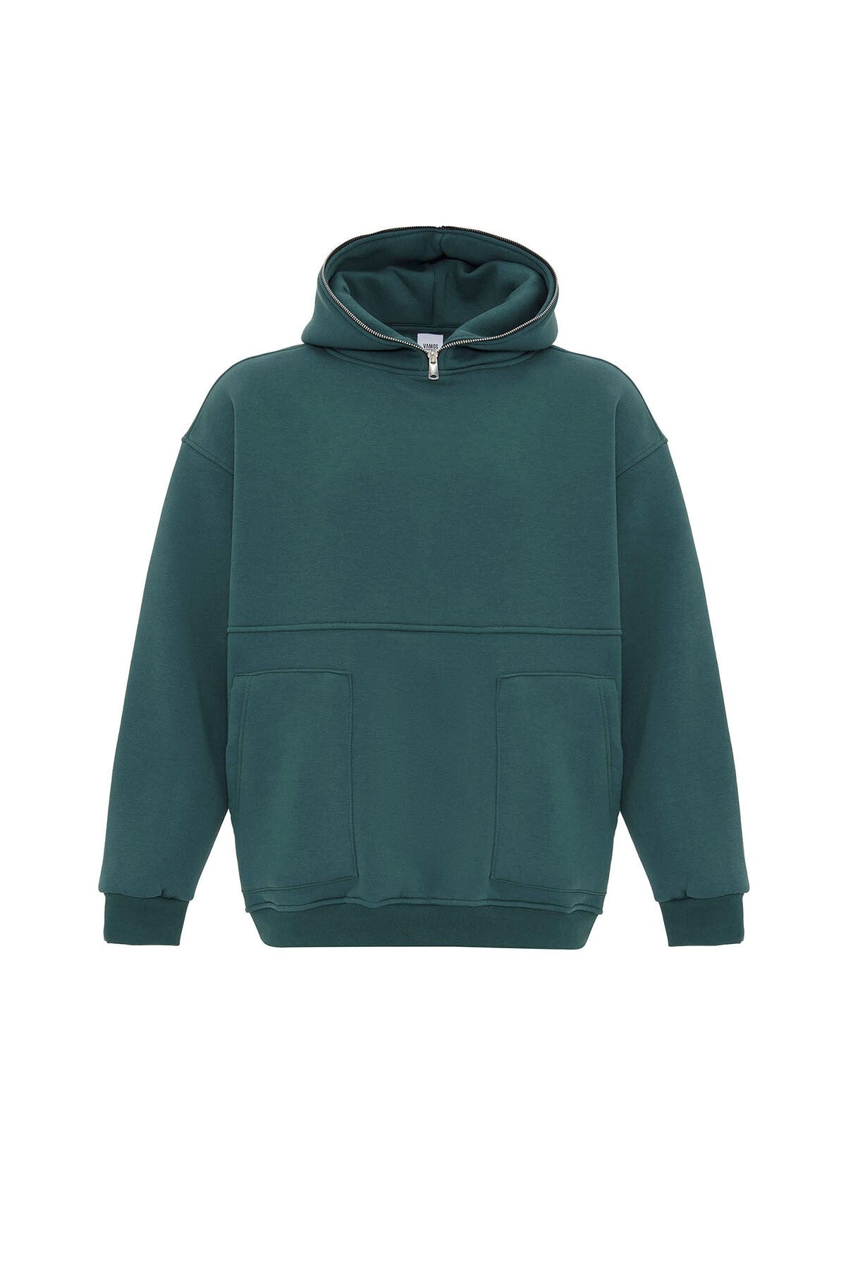 Çift Cep Fermuar Detaylı Kapüşonlu Sweatshirt