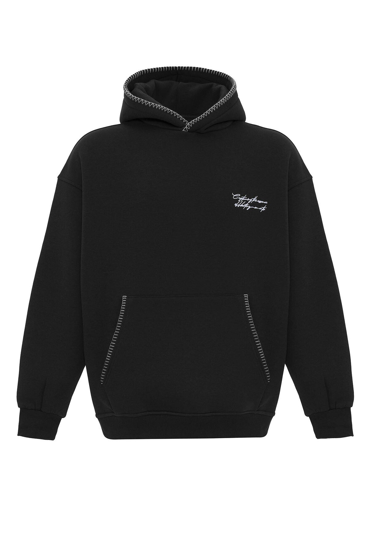 Yazı Detaylı Kapüşonlu Oversize Swaetshırt