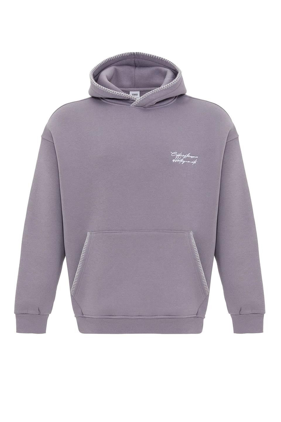 Yazı Detaylı Kapüşonlu Oversize Swaetshırt