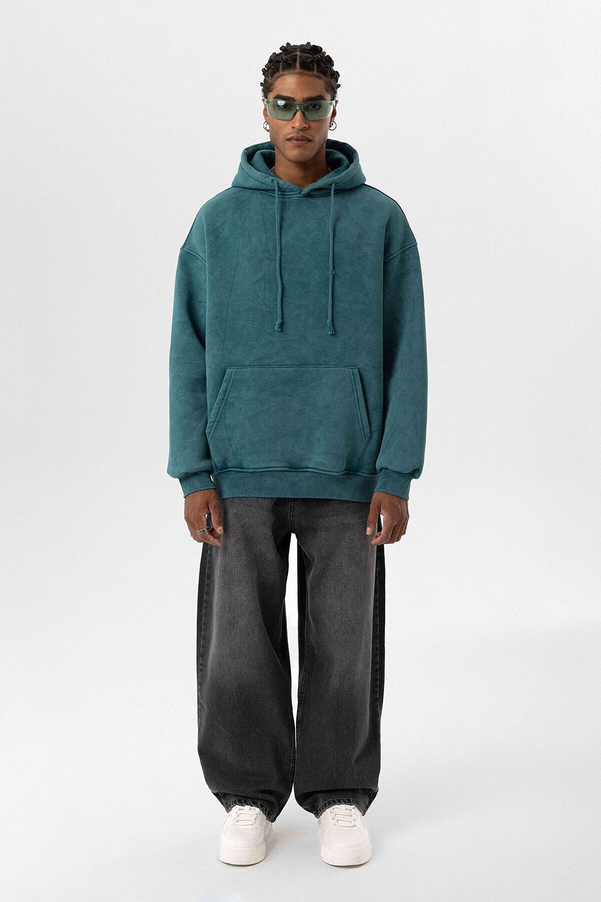 Basic Yıkamalı Oversize Sweatshirt