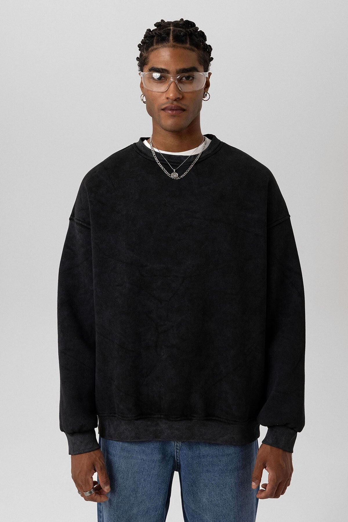 Yıkamalı Basic Oversize Sweatshirt