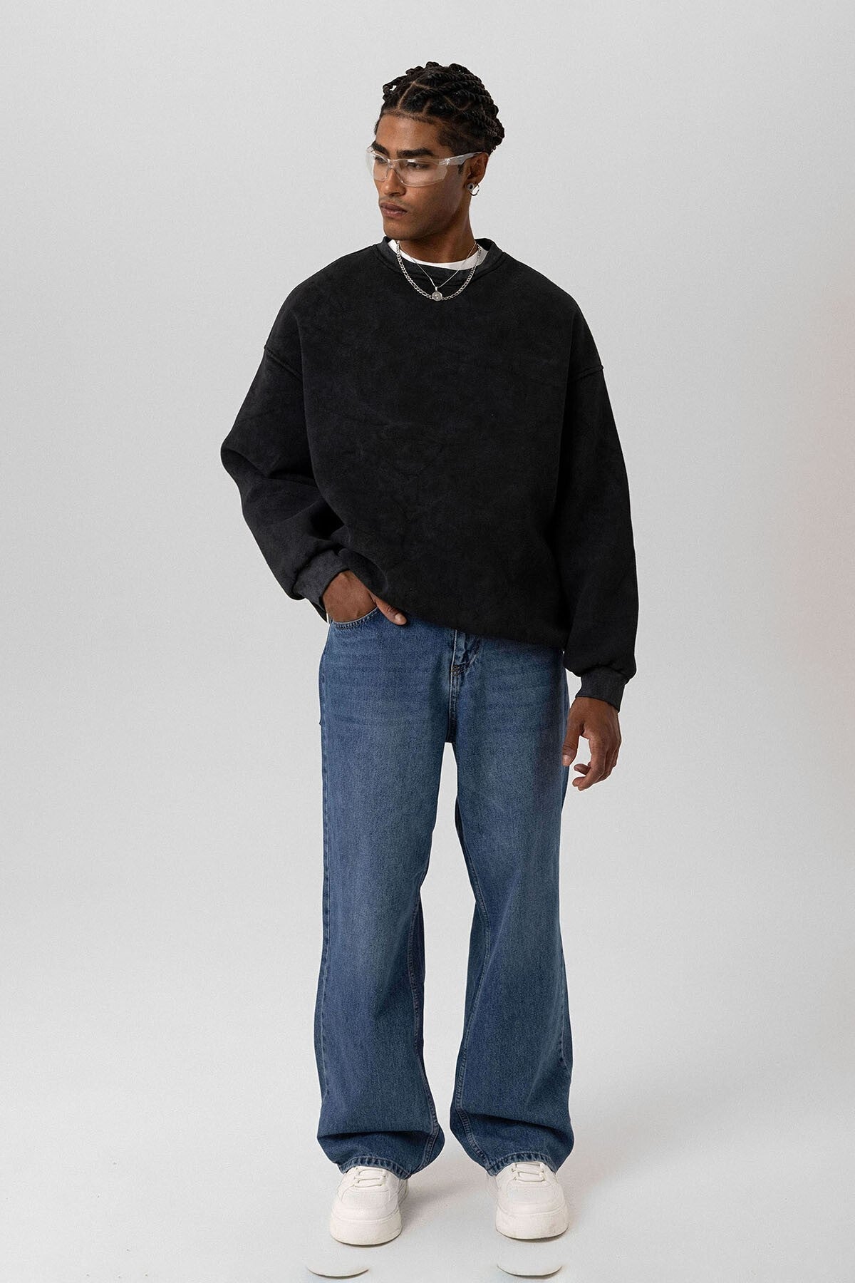Yıkamalı Basic Oversize Sweatshirt