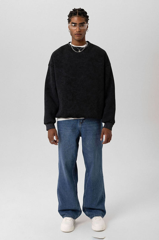 Yıkamalı Basic Oversize Sweatshirt