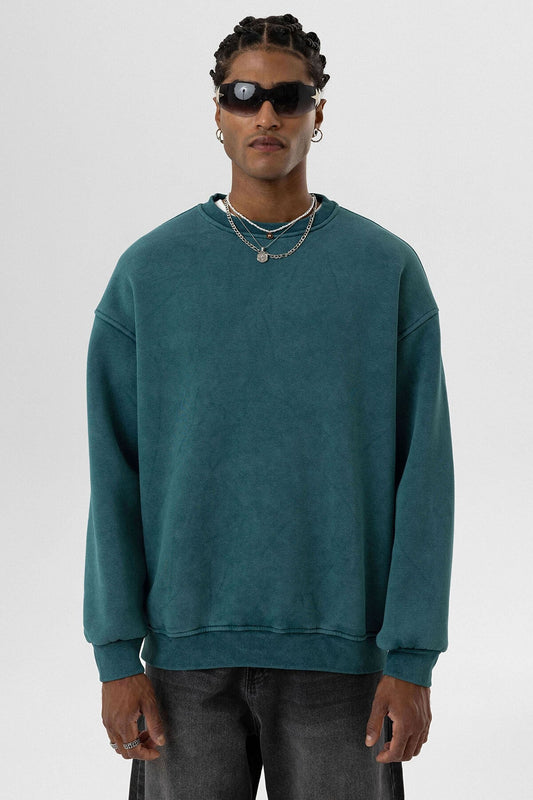 Yıkamalı Basic Oversize Sweatshirt
