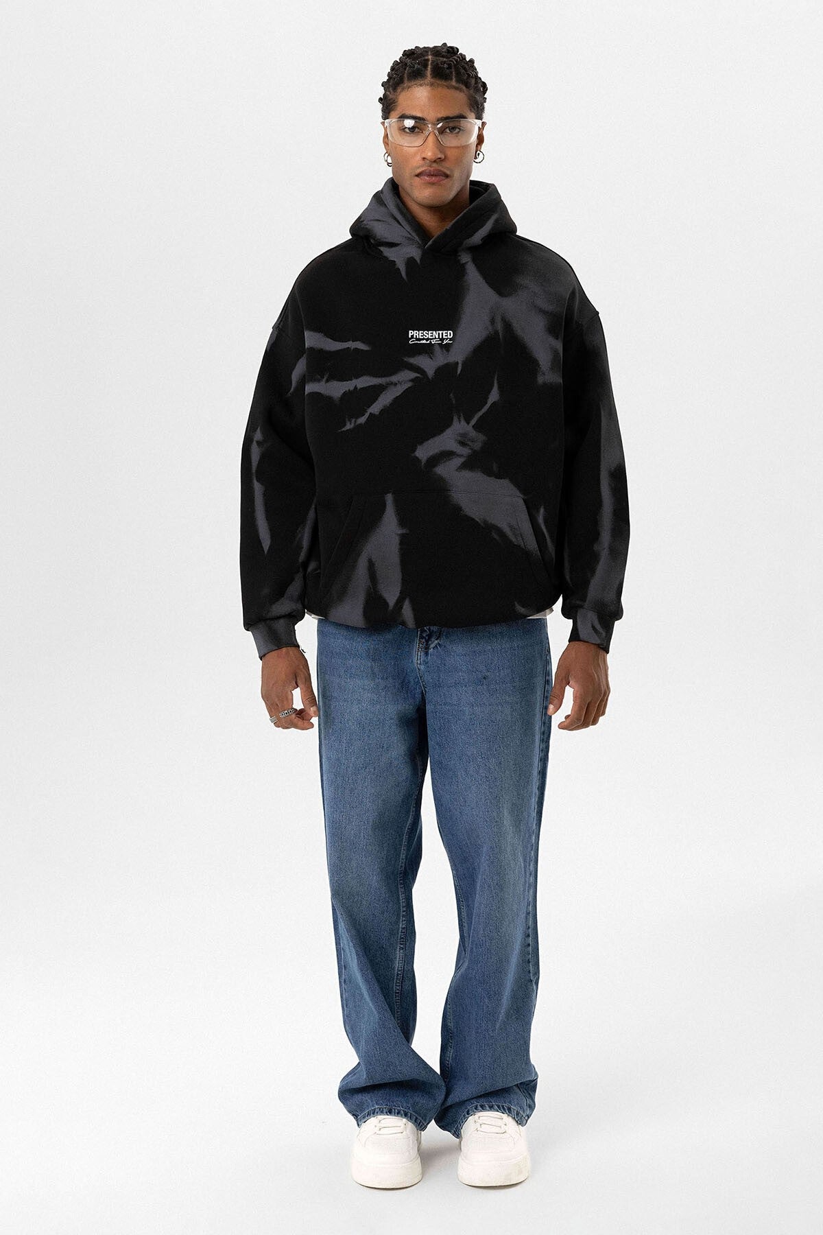 Renk Detaylı Kapüşonlu Oversize Sweatshirt