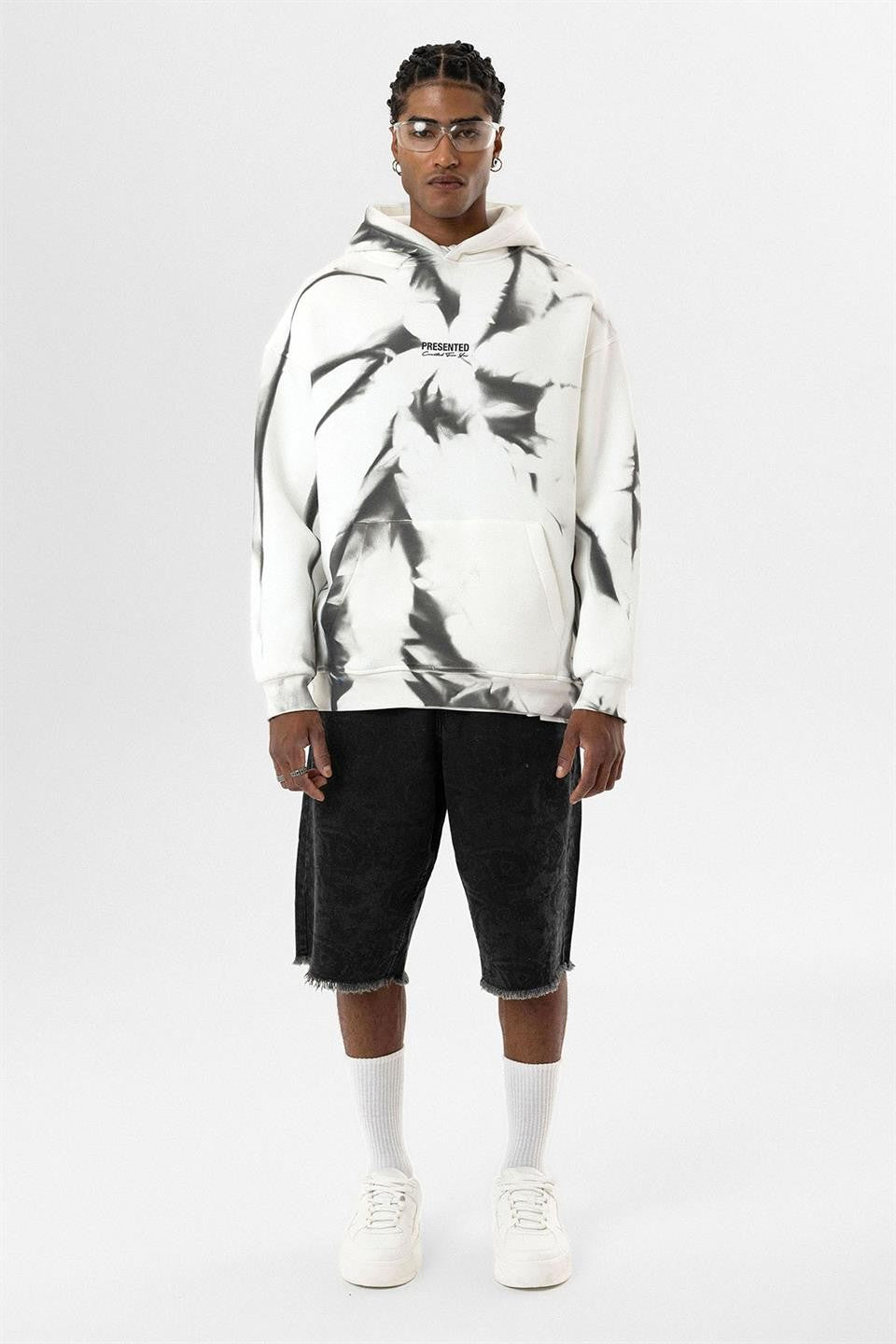 Renk Detaylı Kapüşonlu Oversize Sweatshirt