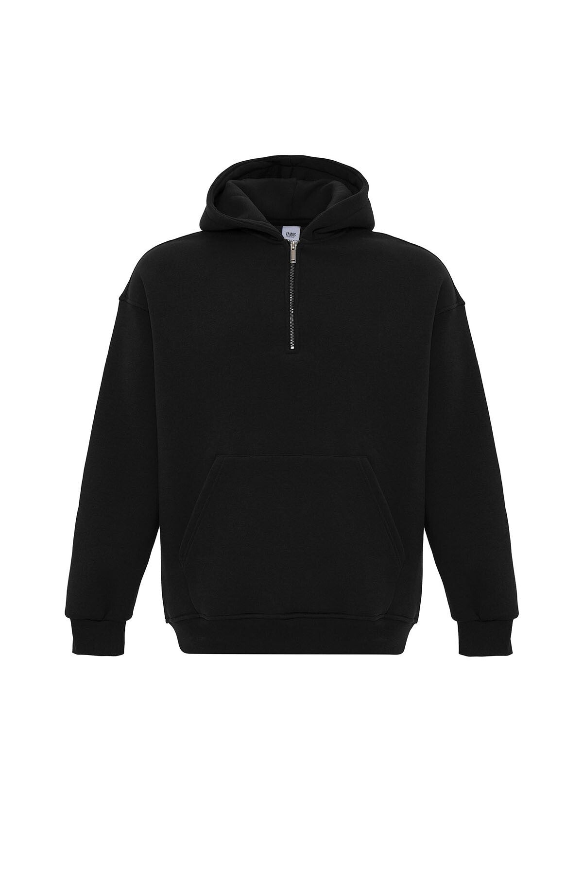 Basic Oversize Fermuar Detaylı Kapüşonlu Sweatshirt