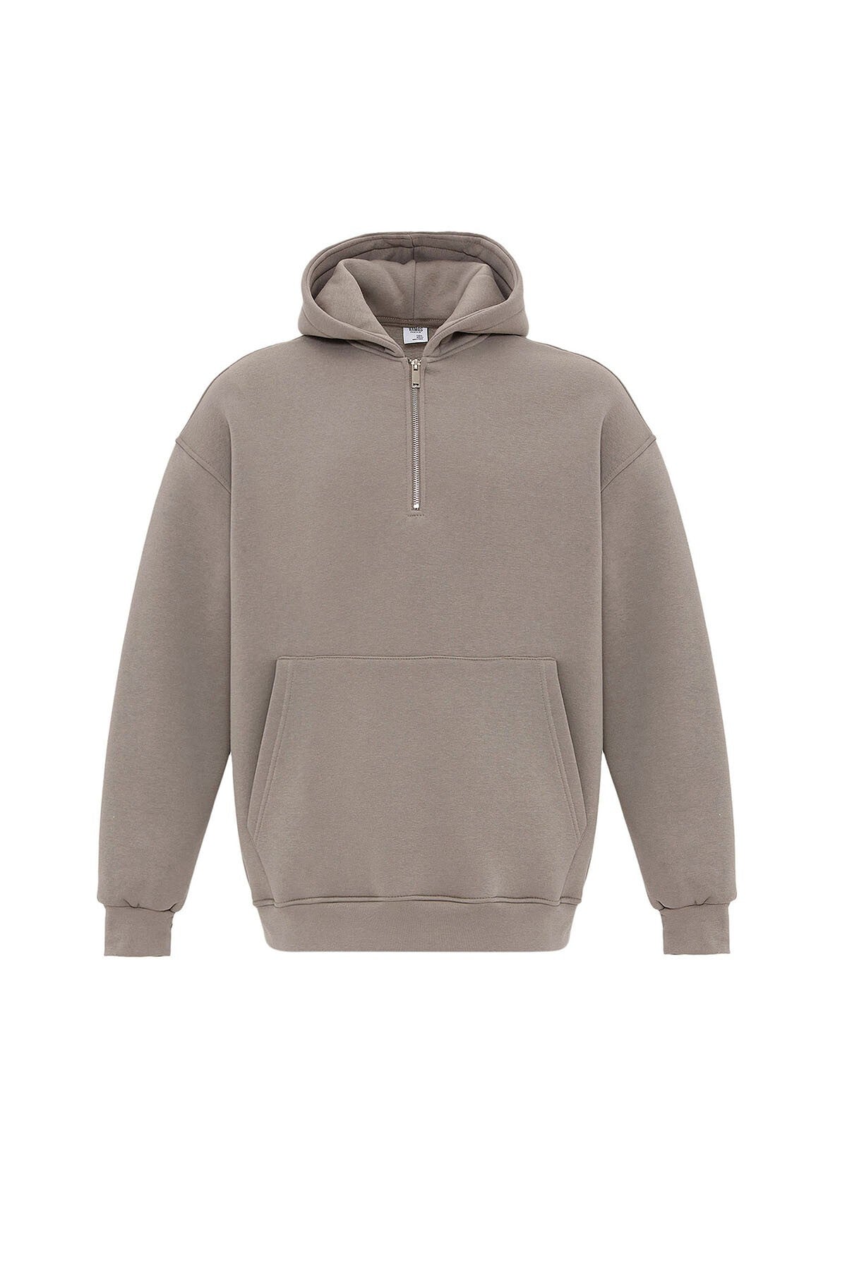 Basic Oversize Fermuar Detaylı Kapüşonlu Sweatshirt