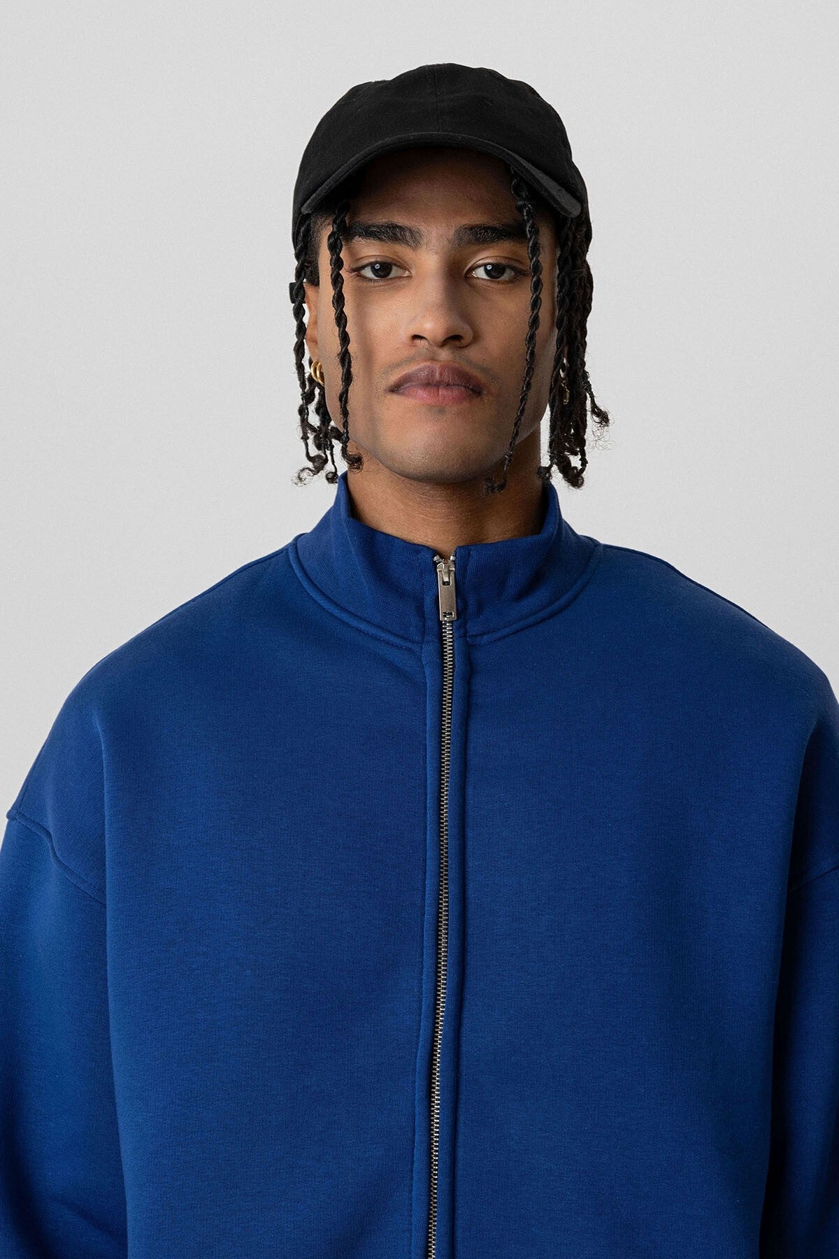 Basic Fermuarlı Oversize Sweatshirt