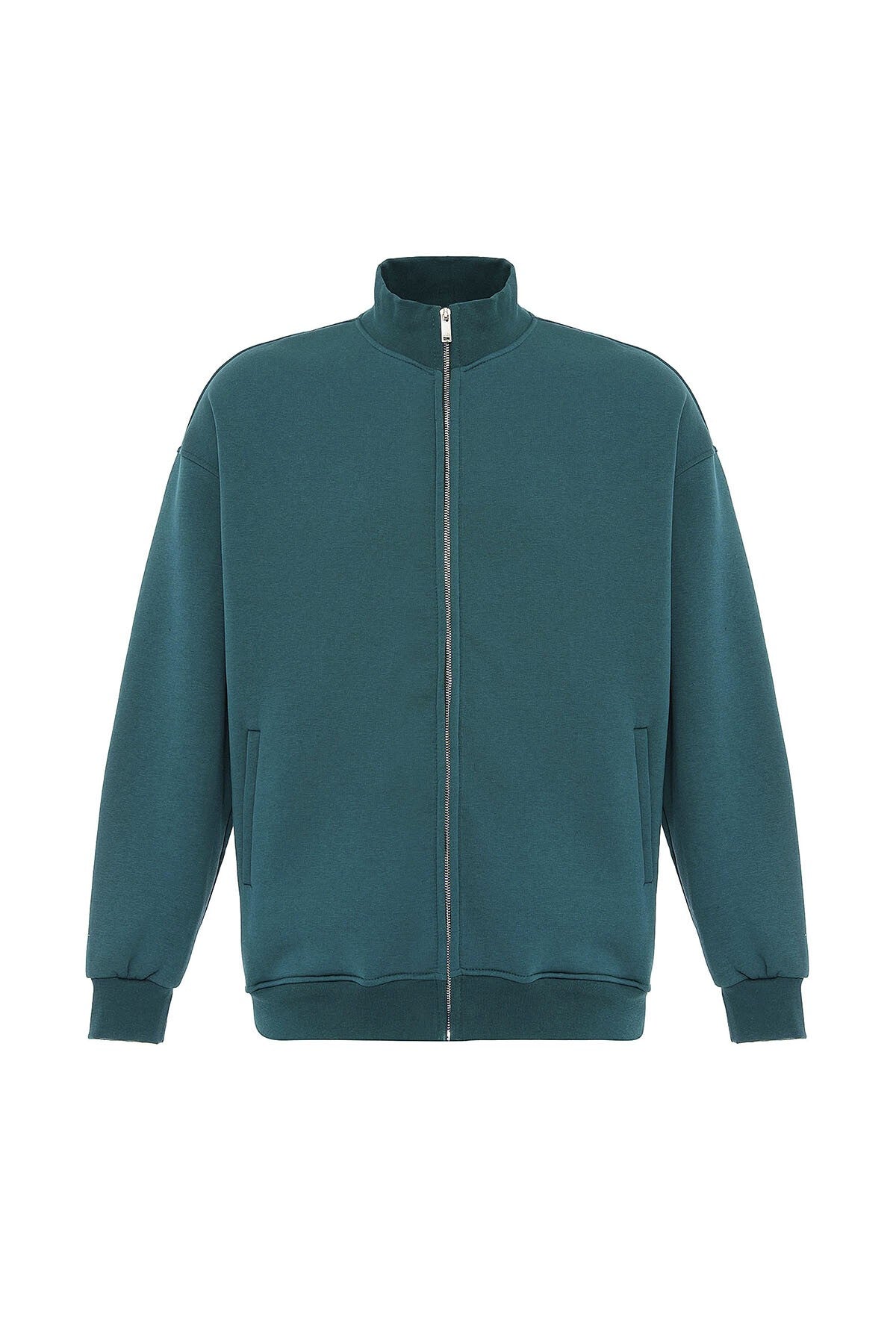 Basic Fermuarlı Oversize Sweatshirt
