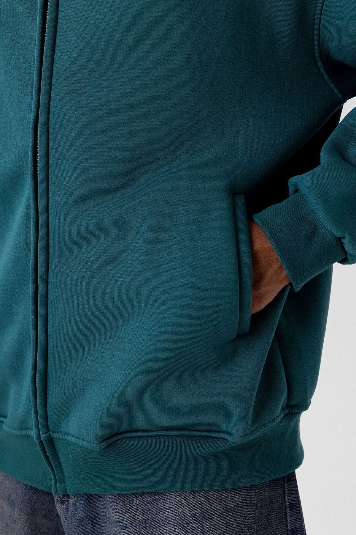 Basic Fermuarlı Oversize Sweatshirt