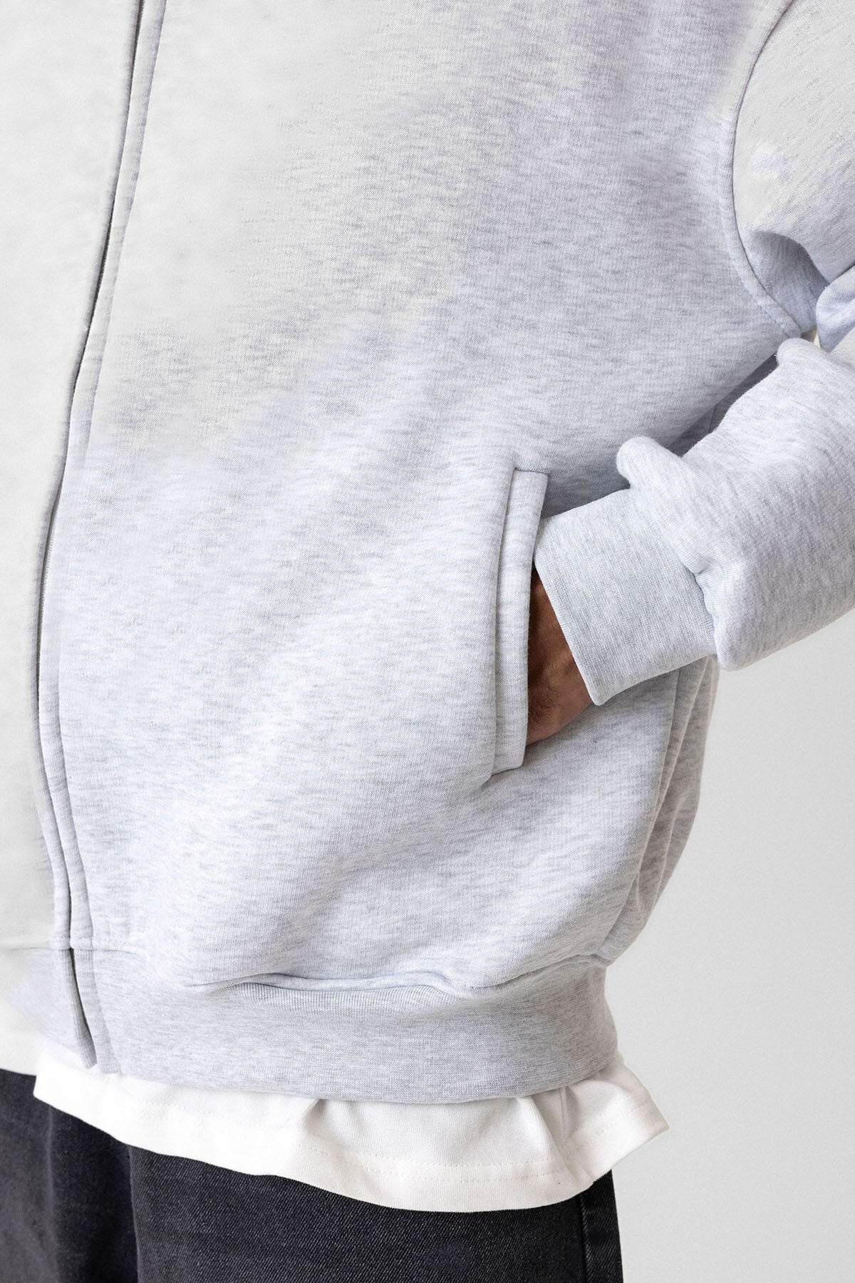 Basic Fermuarlı Oversize Sweatshirt