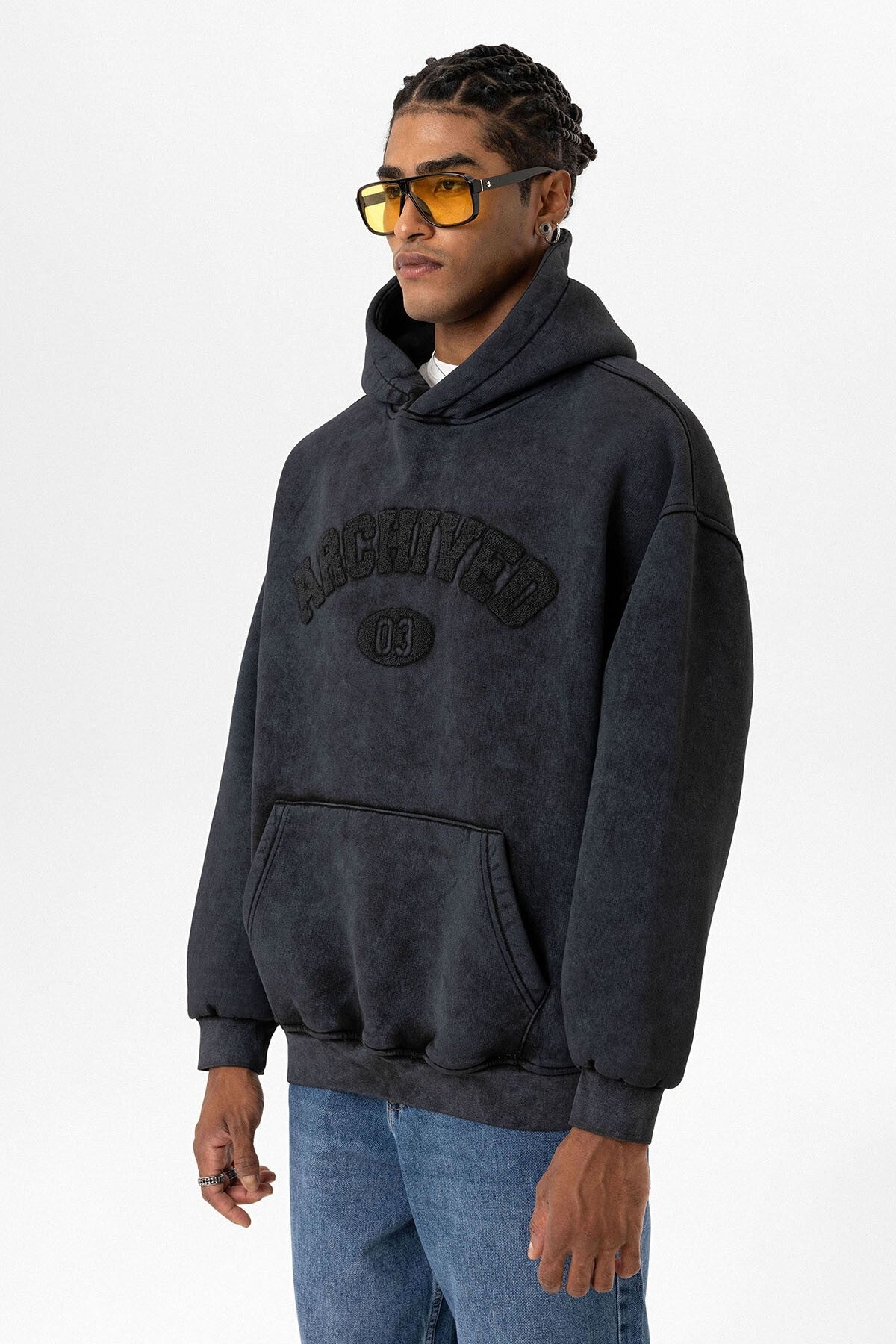 Yıkamalı Oversize Baskılı Sweatshirt