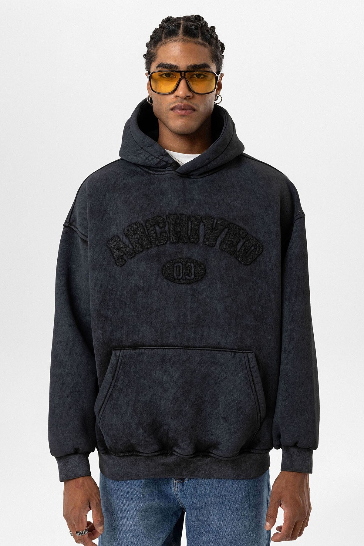 Yıkamalı Oversize Baskılı Sweatshirt