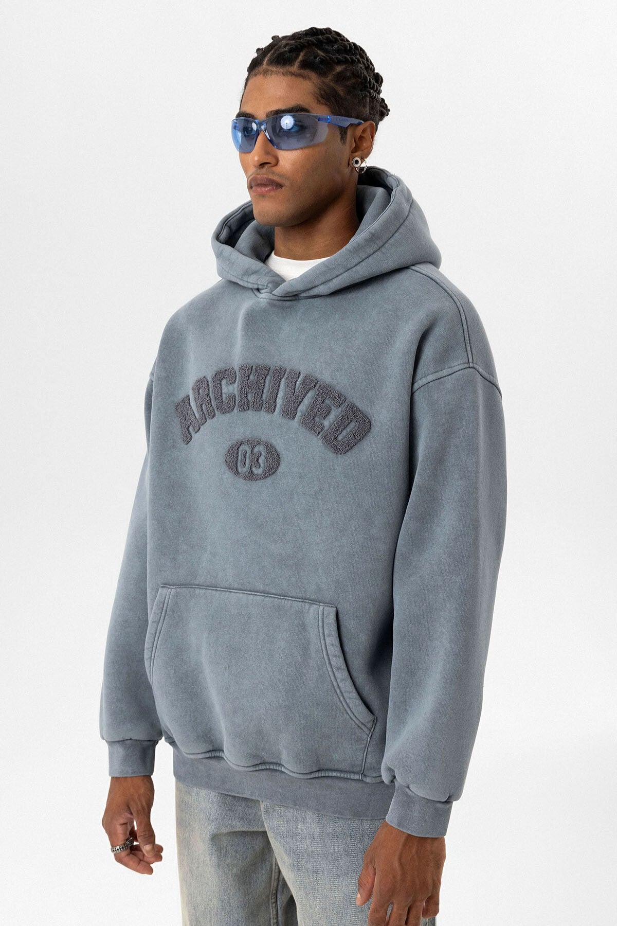 Yıkamalı Oversize Baskılı Sweatshirt
