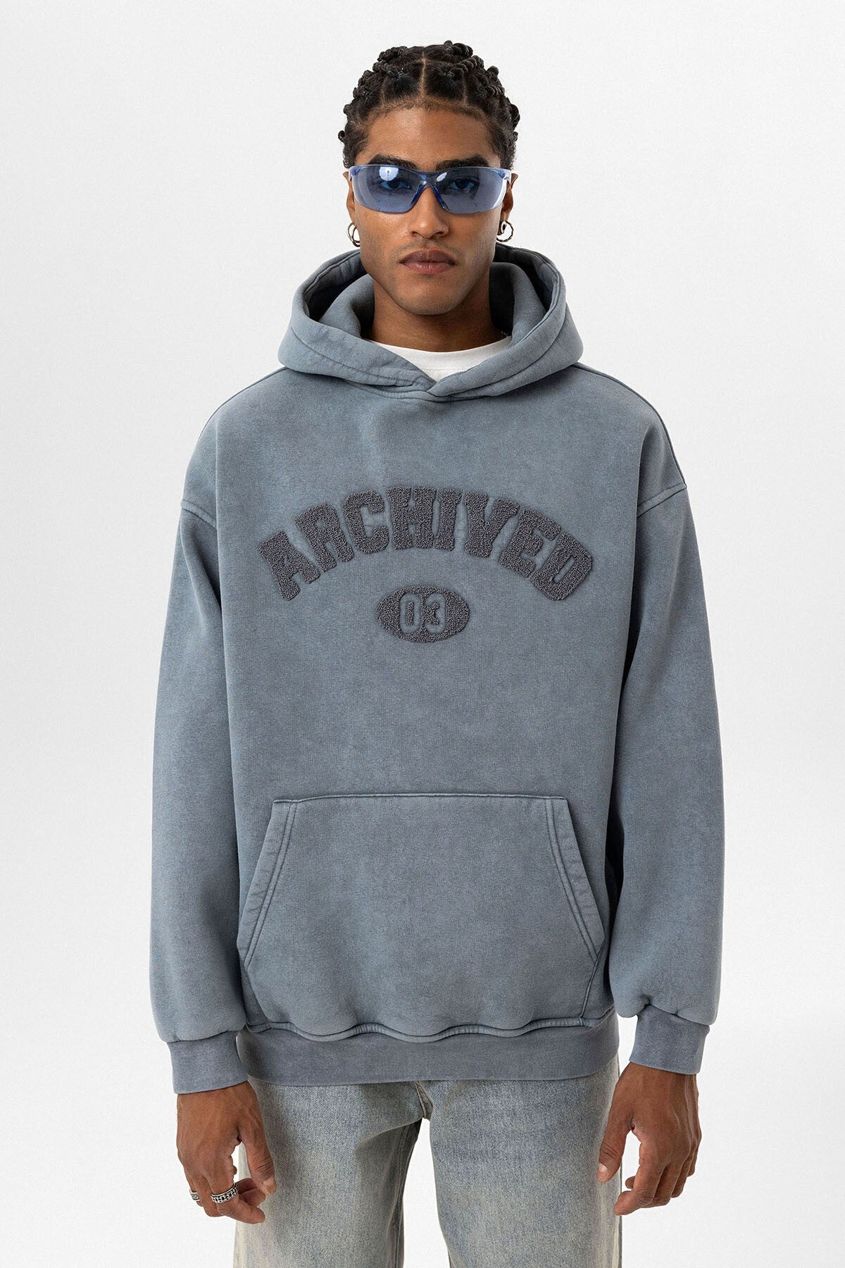 Yıkamalı Oversize Baskılı Sweatshirt