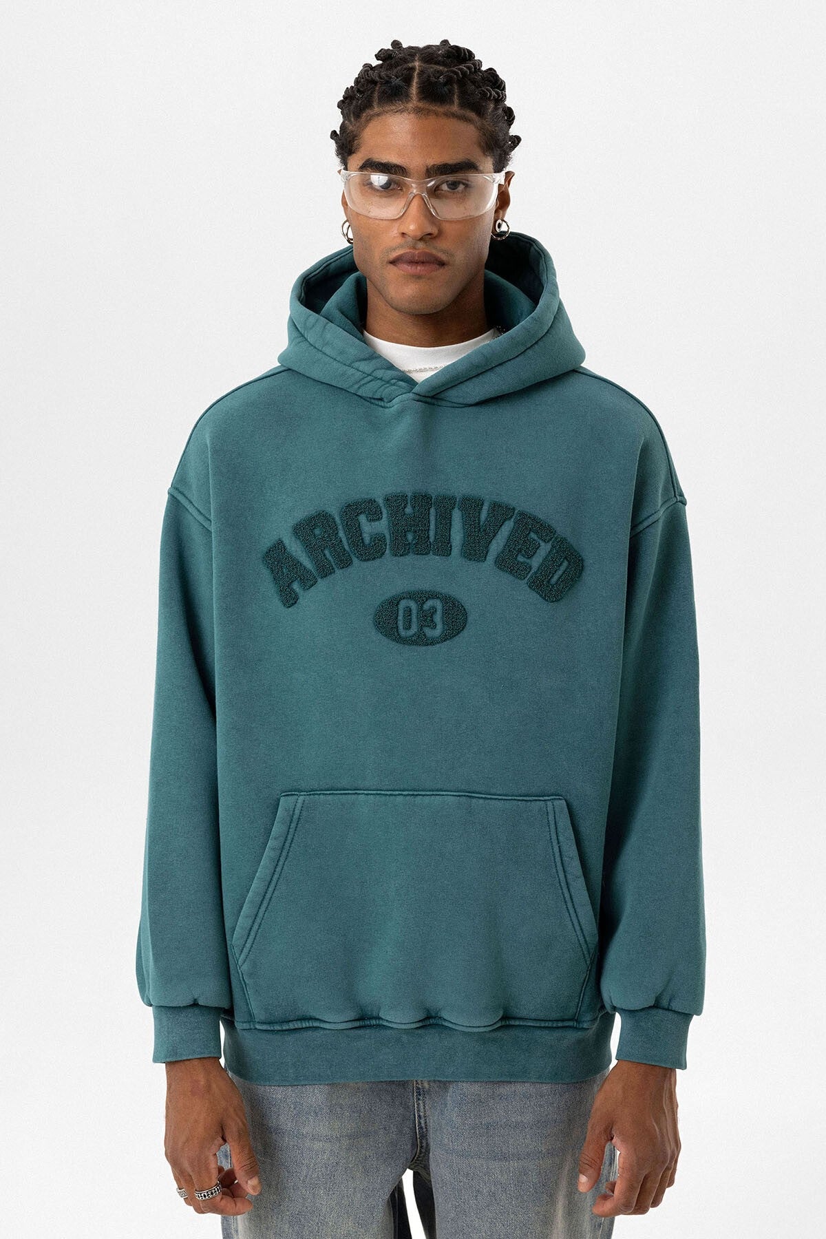 Yıkamalı Oversize Baskılı Sweatshirt