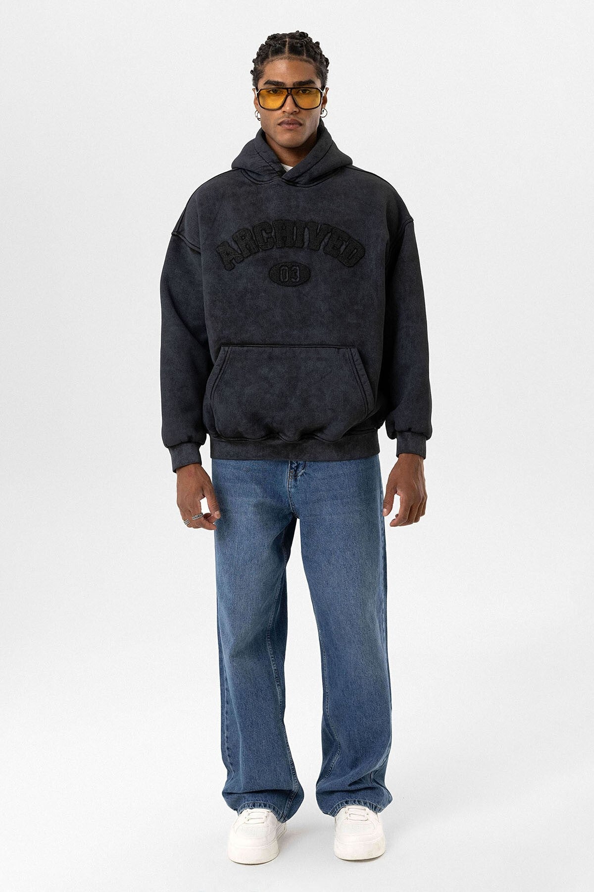 Yıkamalı Oversize Baskılı Sweatshirt