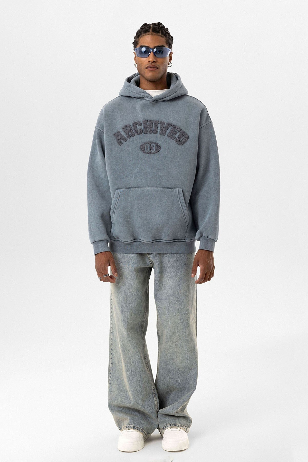 Yıkamalı Oversize Baskılı Sweatshirt