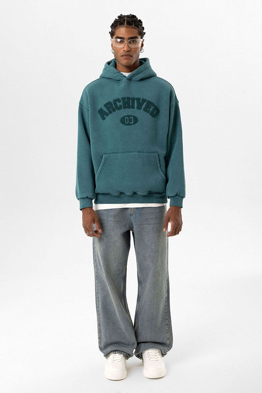 Yıkamalı Oversize Baskılı Sweatshirt