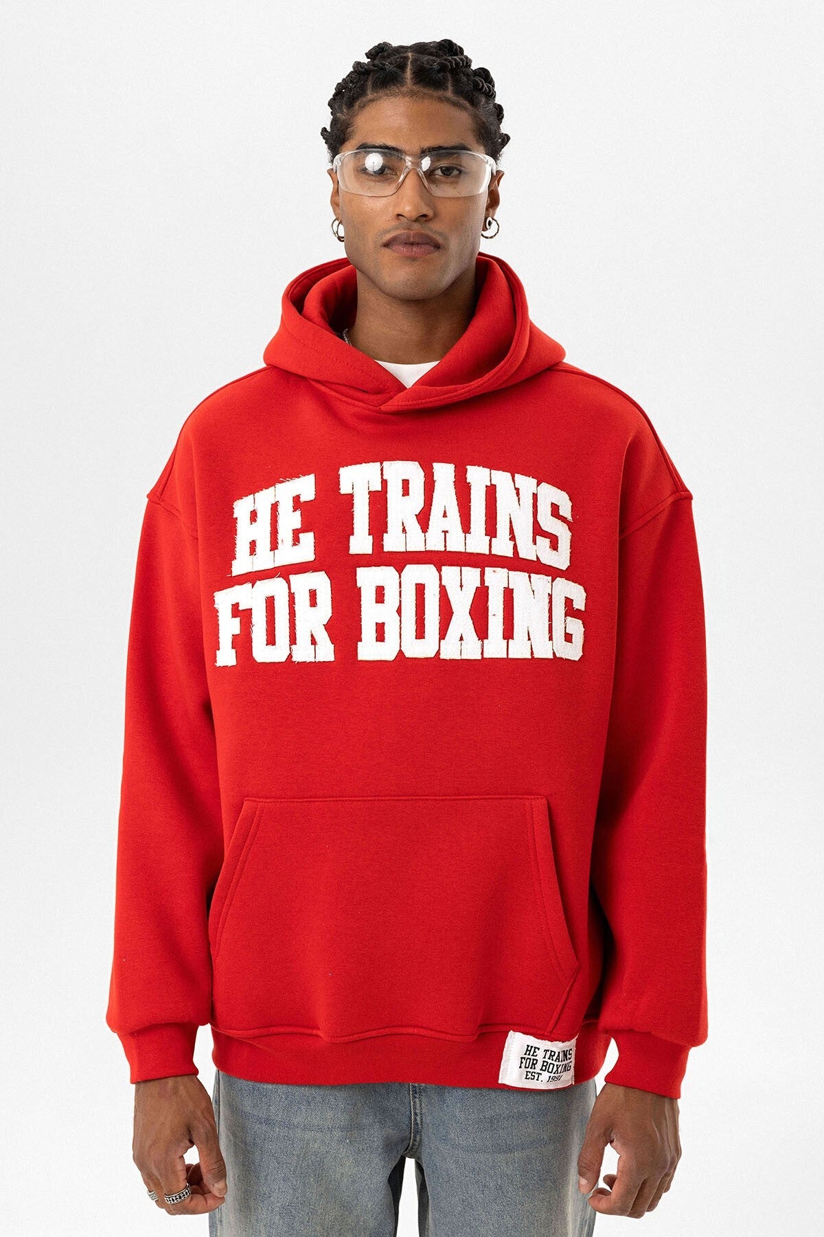 Yazı Baskılı Oversize Kapüşonlu Sweatshirt