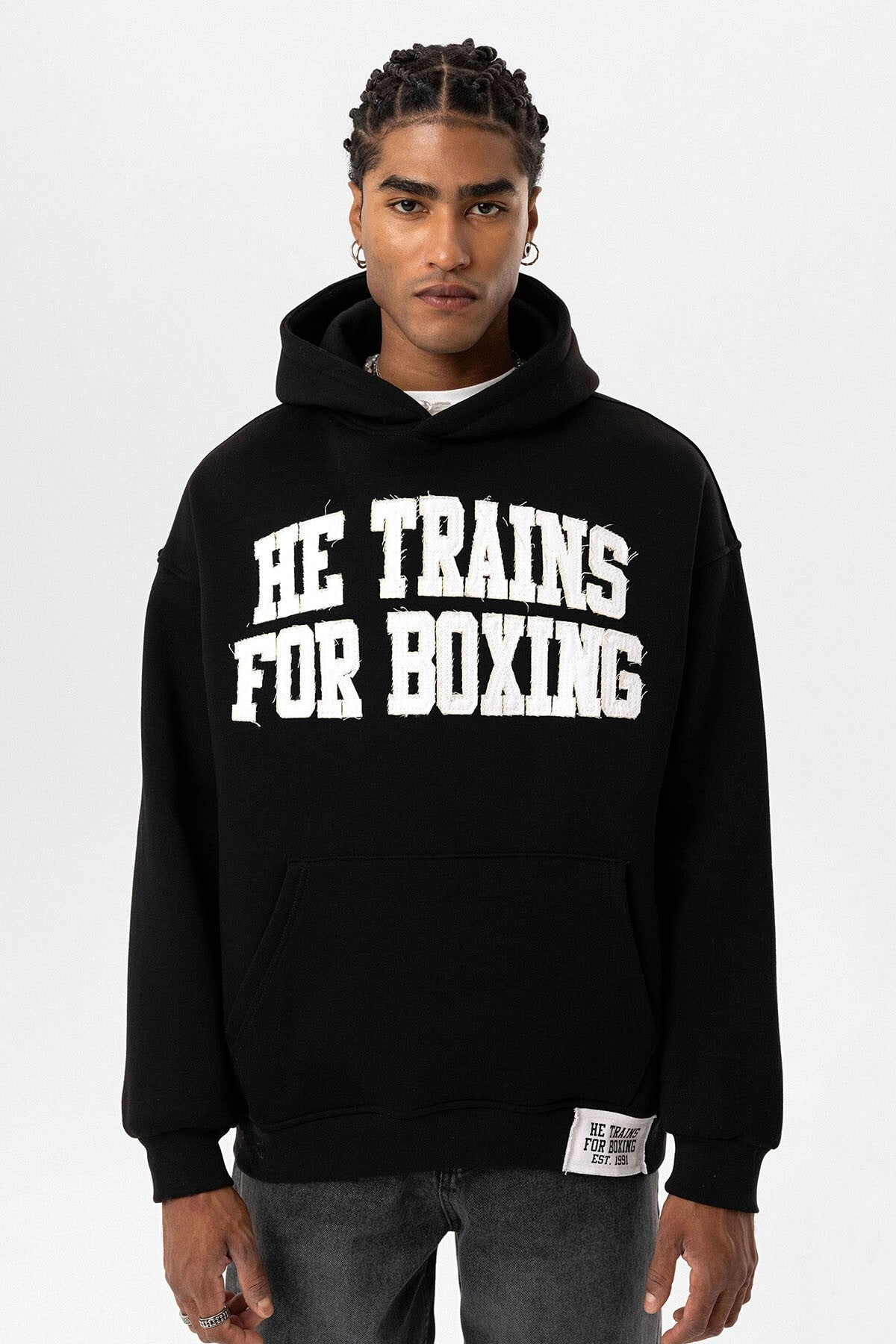 Yazı Baskılı Oversize Kapüşonlu Sweatshirt