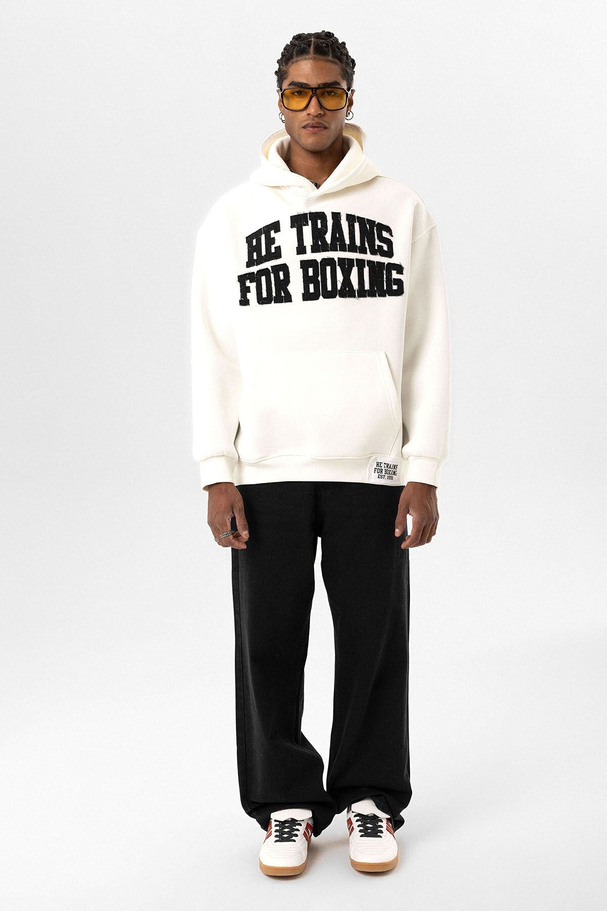 Yazı Baskılı Oversize Kapüşonlu Sweatshirt