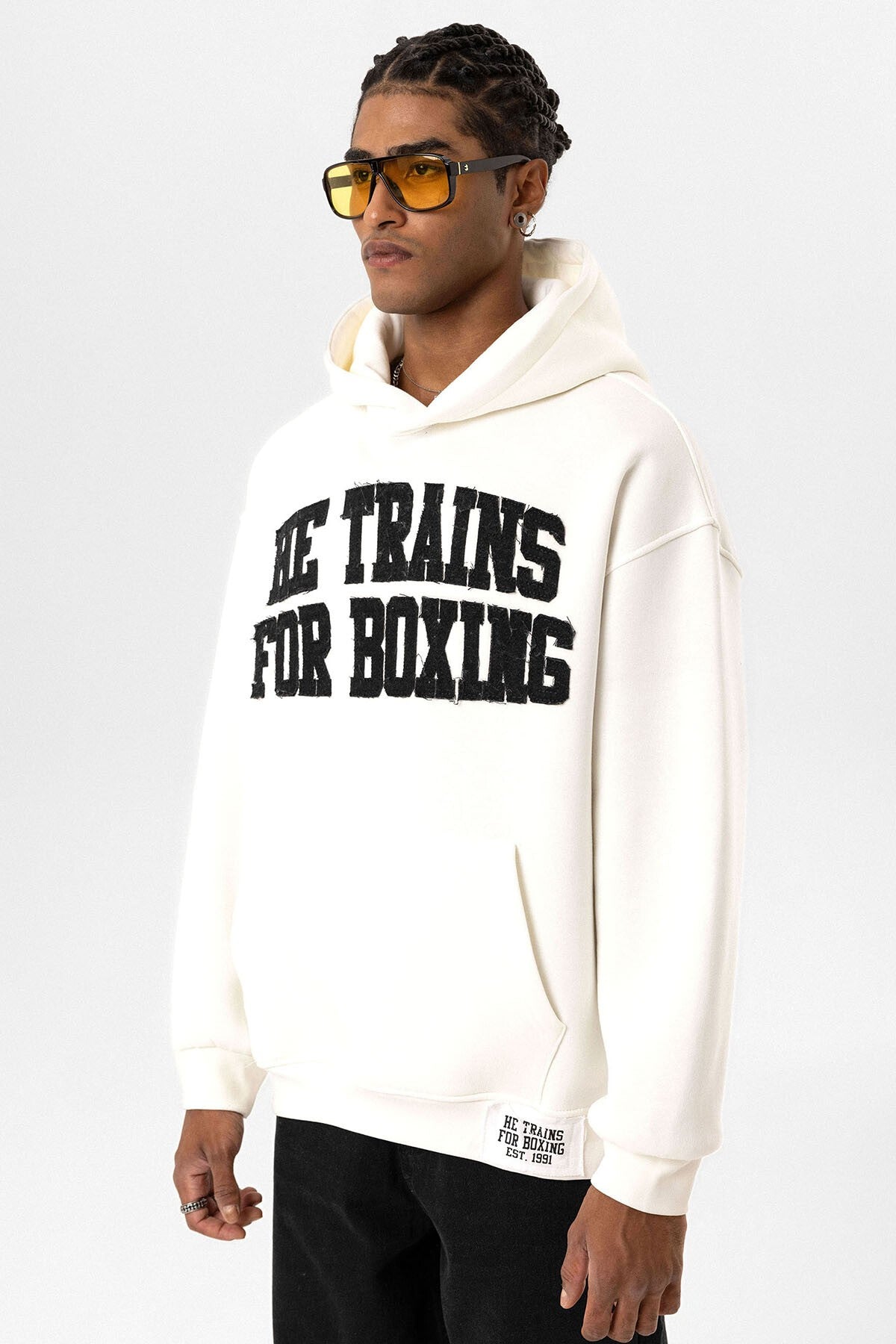 Yazı Baskılı Oversize Kapüşonlu Sweatshirt
