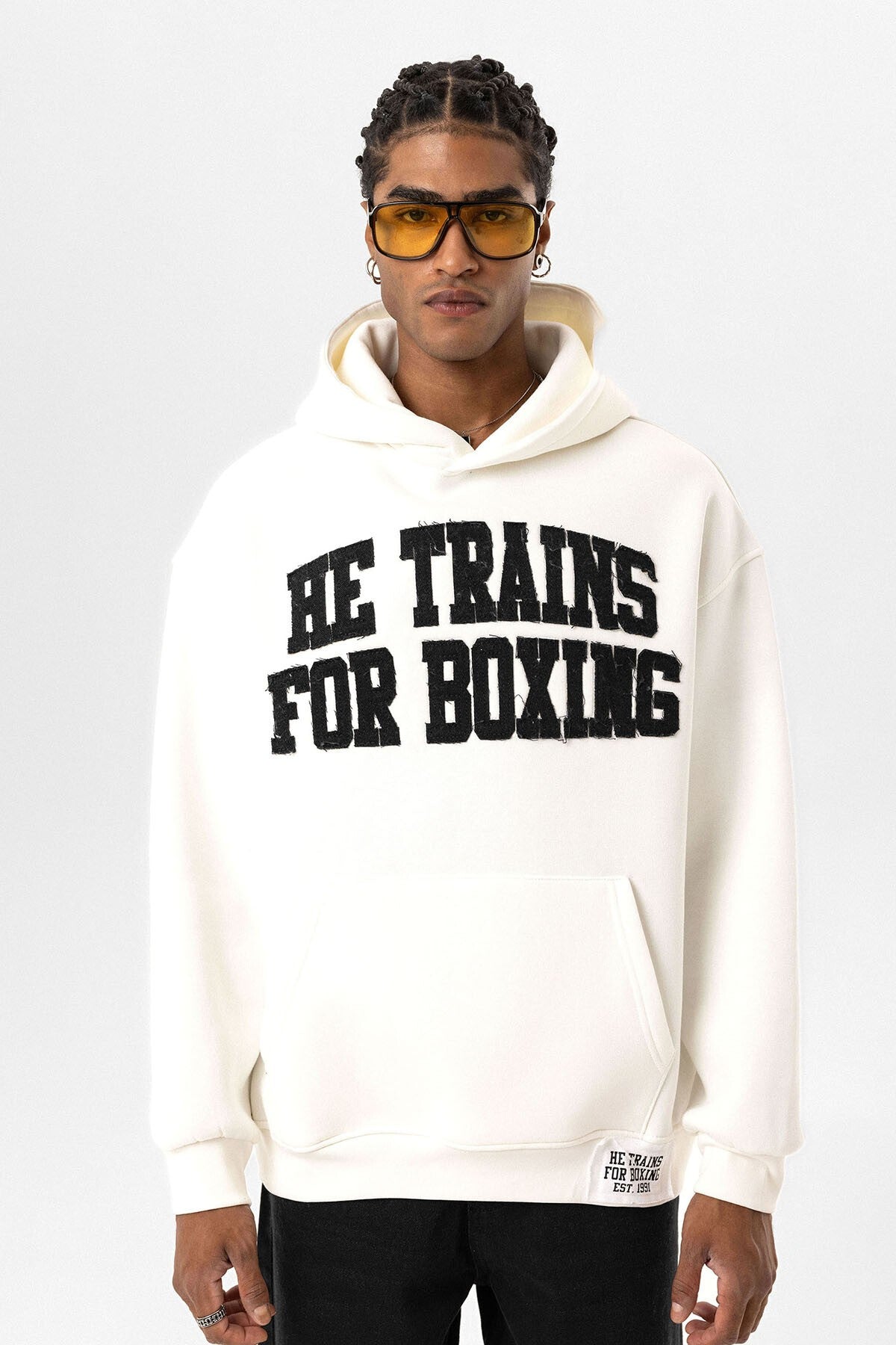 Yazı Baskılı Oversize Kapüşonlu Sweatshirt
