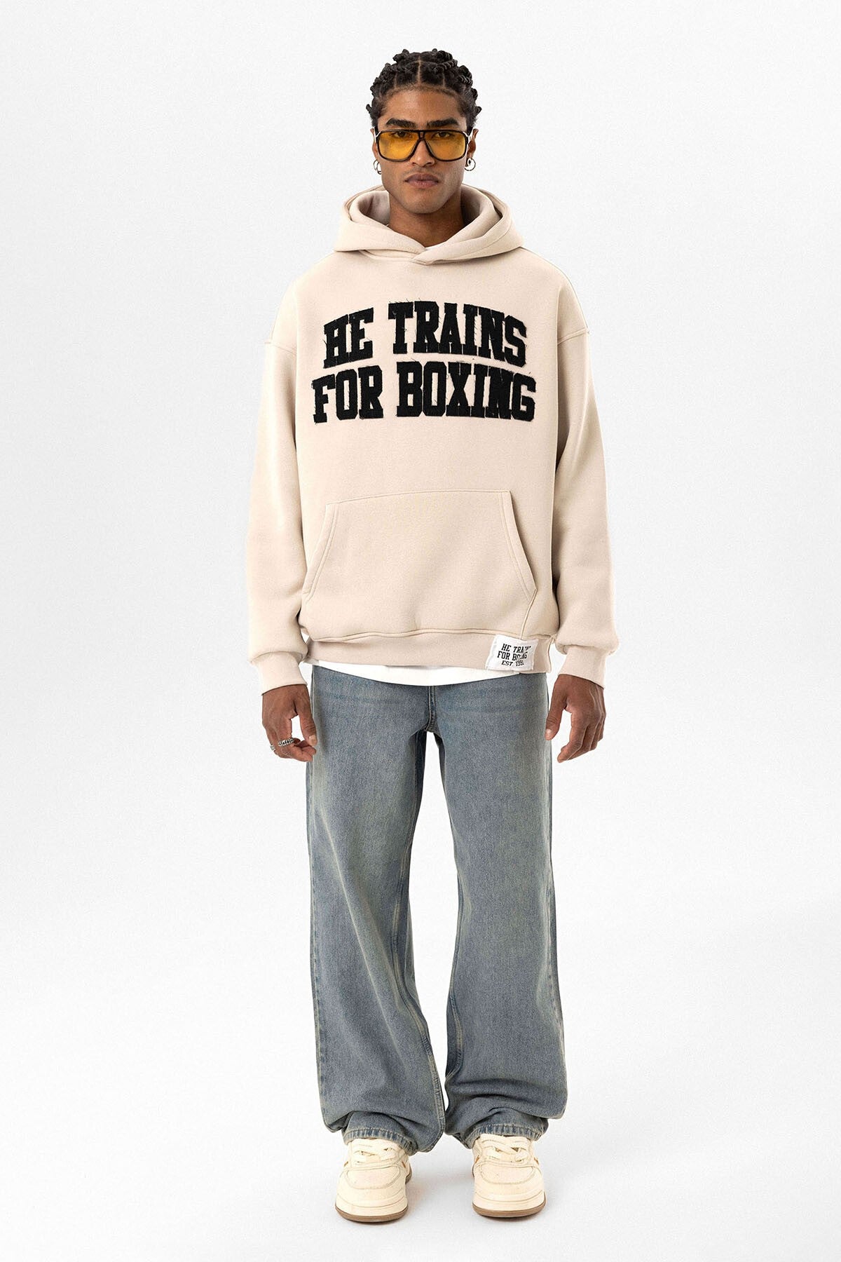 Yazı Baskılı Oversize Kapüşonlu Sweatshirt