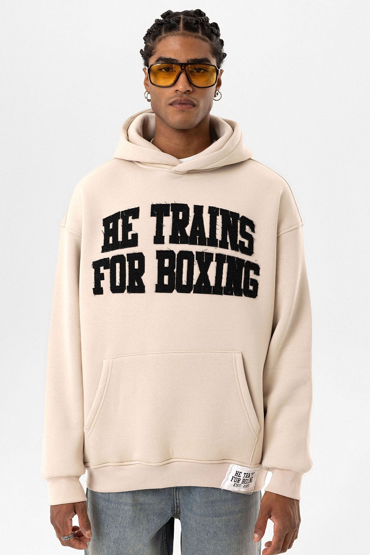 Yazı Baskılı Oversize Kapüşonlu Sweatshirt