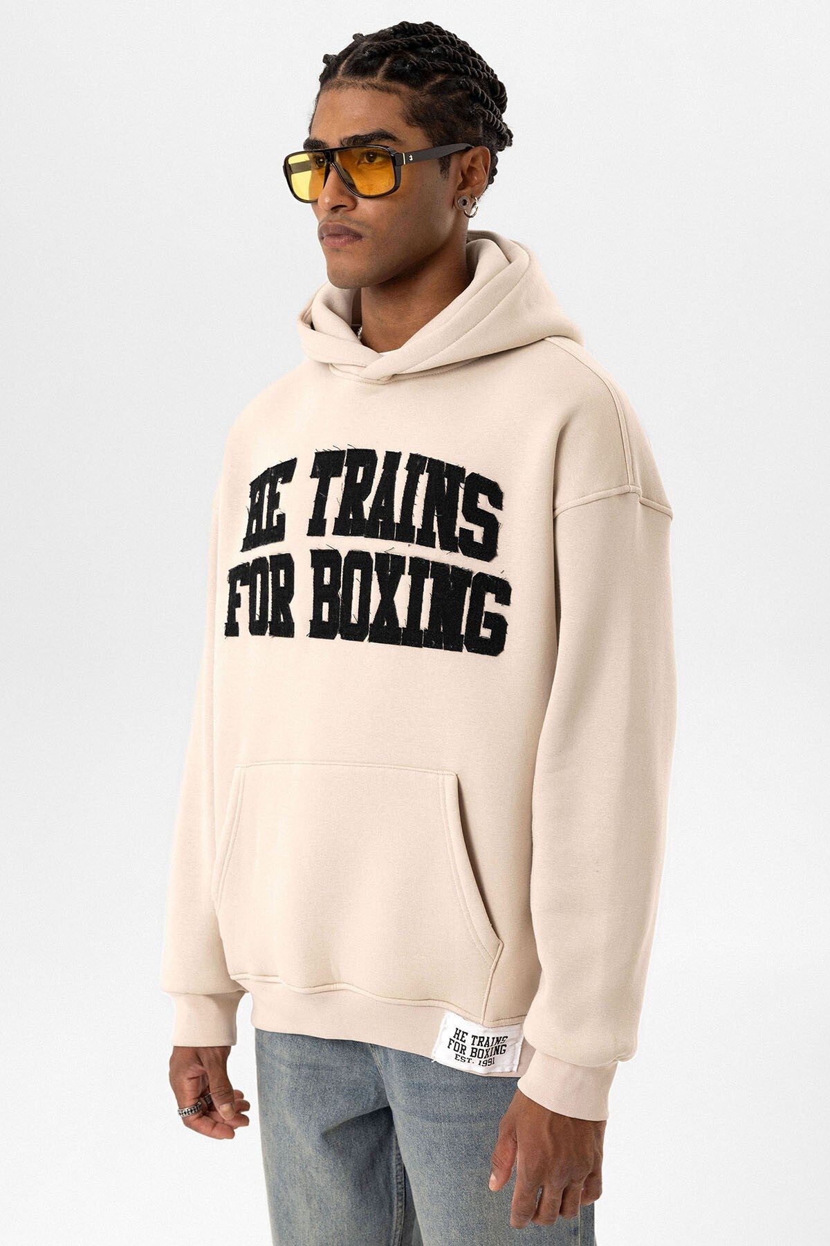 Yazı Baskılı Oversize Kapüşonlu Sweatshirt