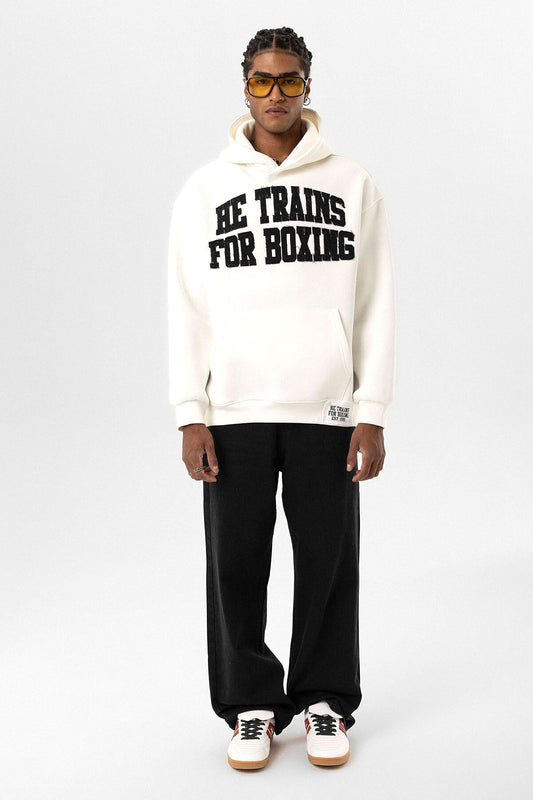 Yazı Baskılı Oversize Kapüşonlu Sweatshirt