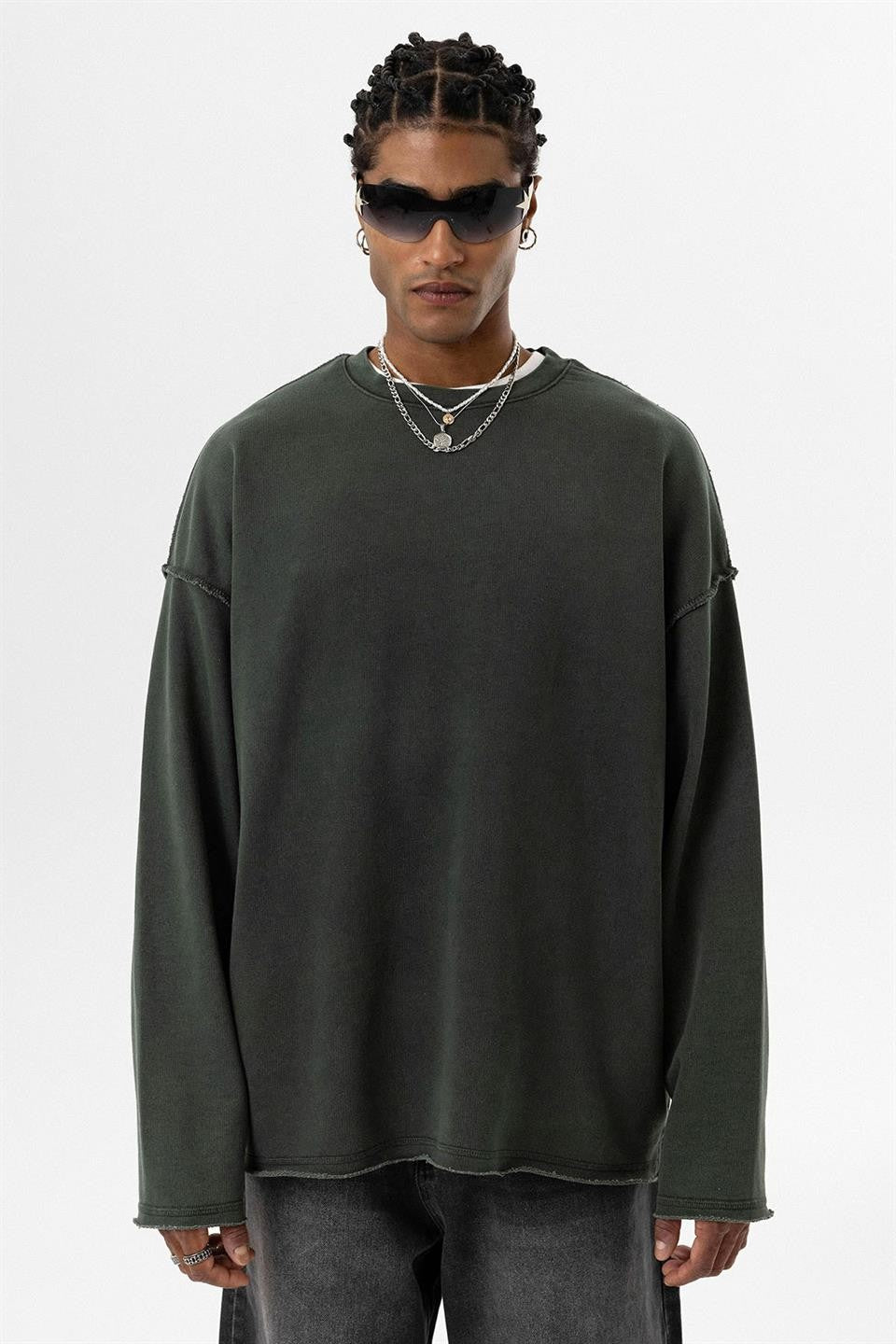 Yıkamalı Sırt Detaylı Oversize Sweatshirt