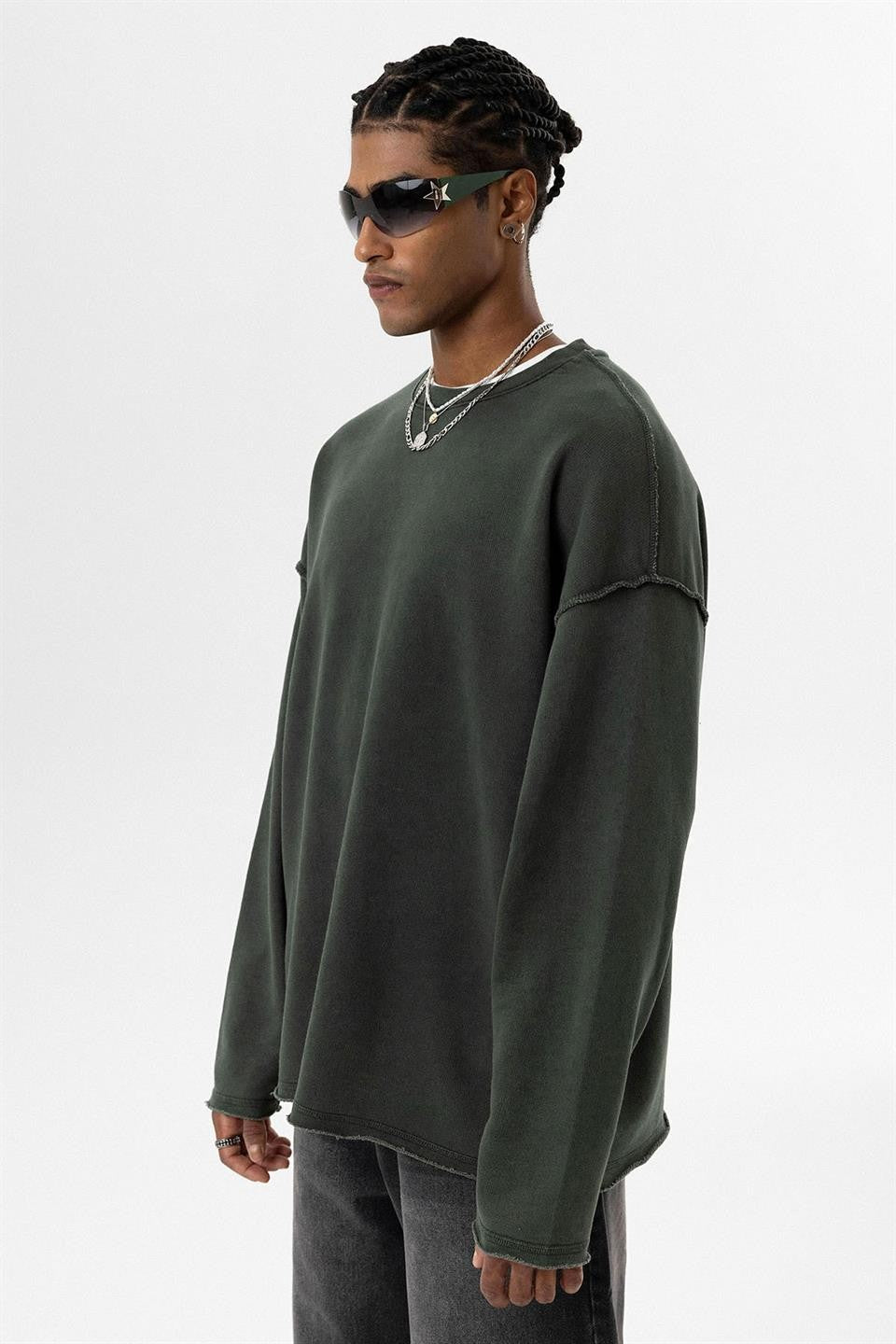 Yıkamalı Sırt Detaylı Oversize Sweatshirt