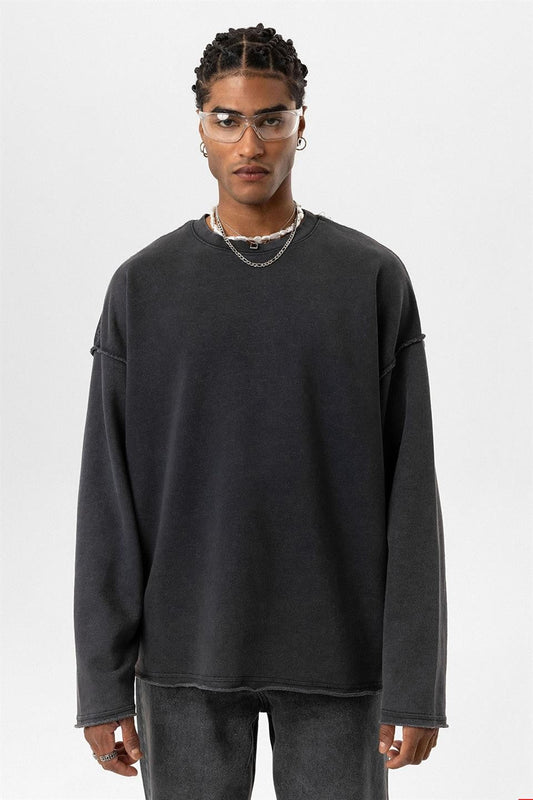 Yıkamalı Sırt Detaylı Oversize Sweatshirt