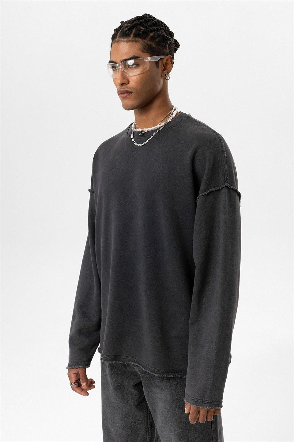 Yıkamalı Sırt Detaylı Oversize Sweatshirt