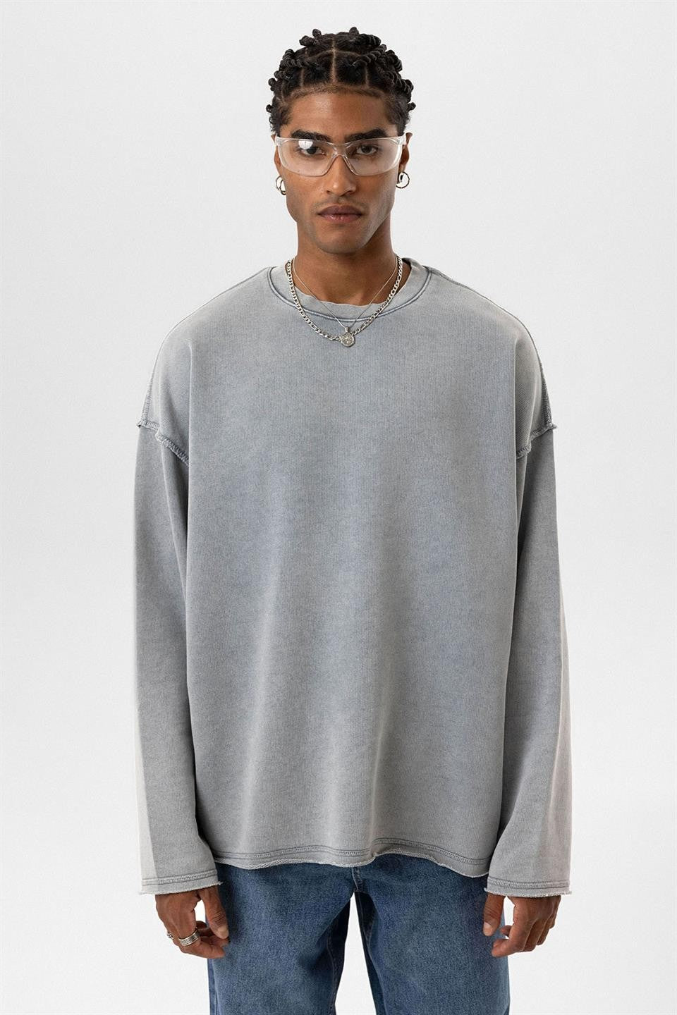 Yıkamalı Sırt Detaylı Oversize Sweatshirt