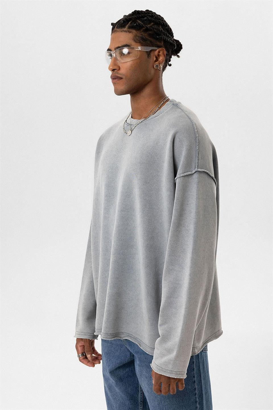Yıkamalı Sırt Detaylı Oversize Sweatshirt