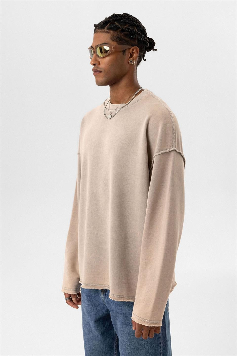 Yıkamalı Sırt Detaylı Oversize Sweatshirt