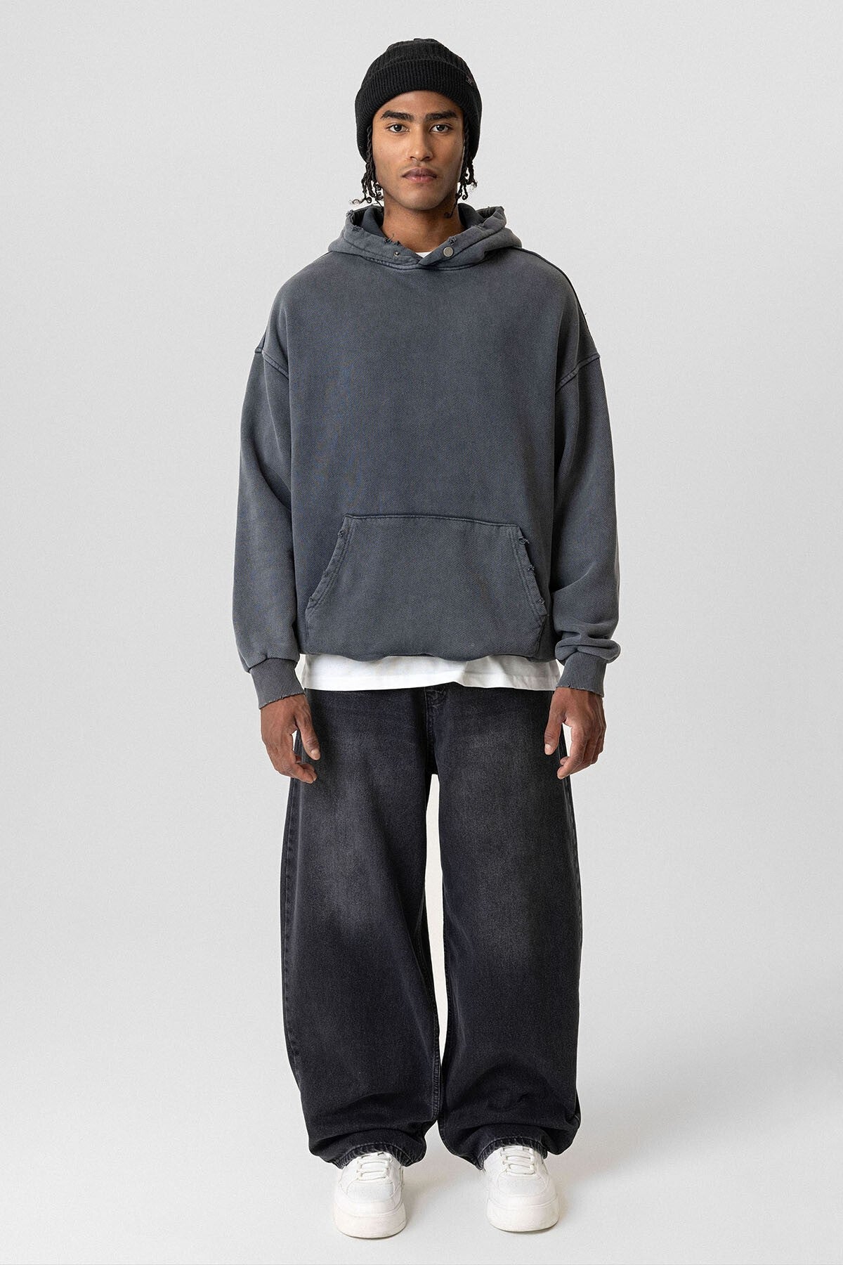 Premıum Yırtık Detaylı Oversize Sweatshirt