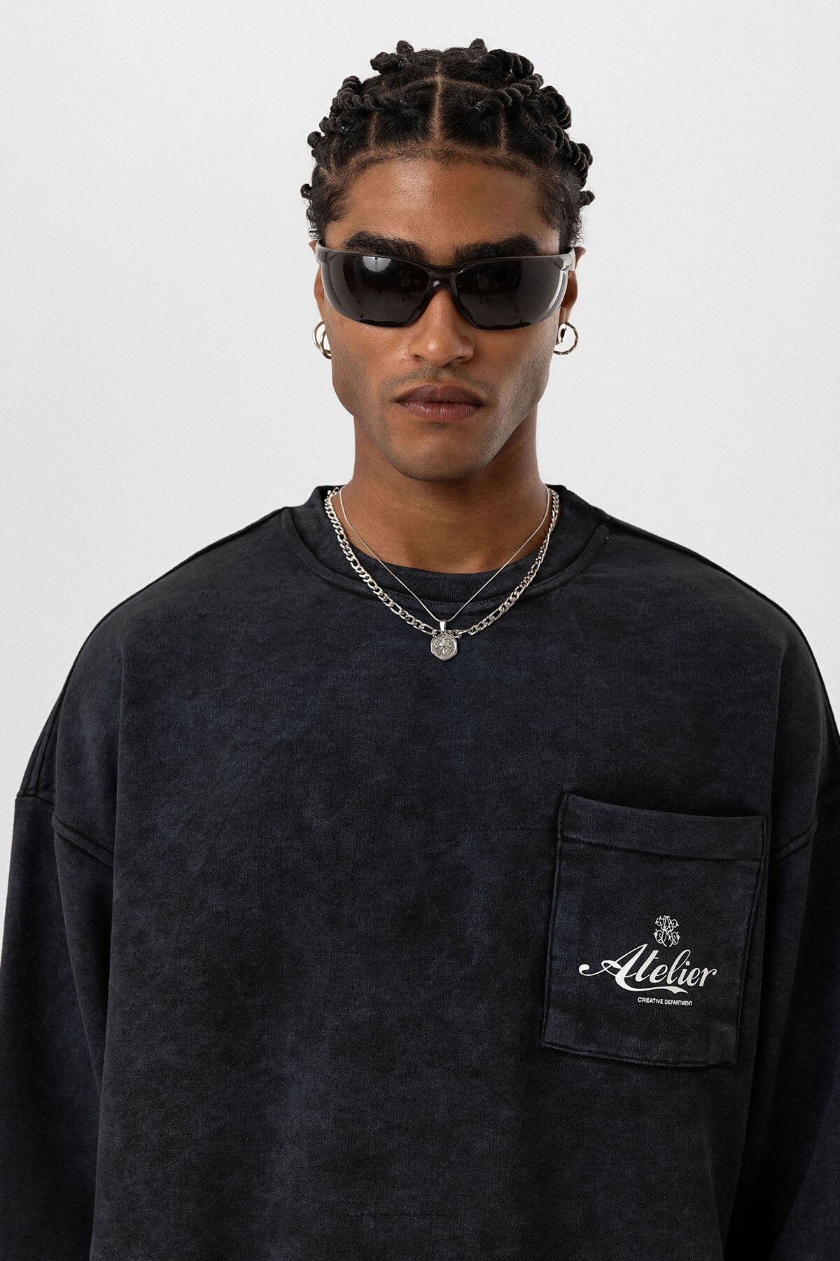 Yıkamalı Oversize Cep Detaylı Sweatshirt