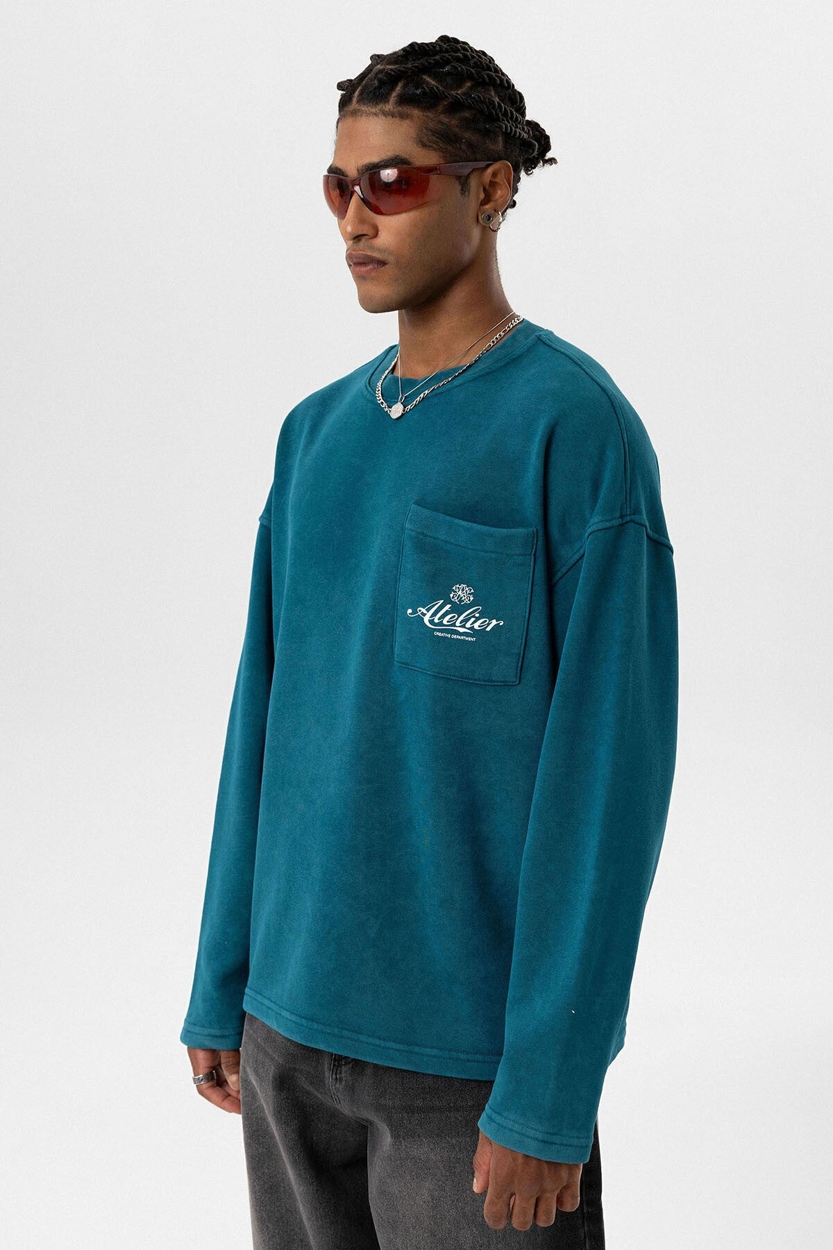 Yıkamalı Oversize Cep Detaylı Sweatshirt